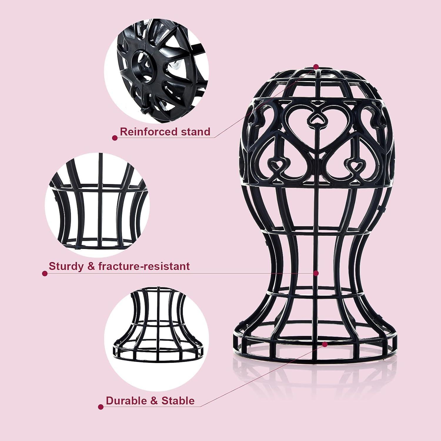 Soporte para Peluca MoyRetty 2 Piezas Plástico Negro 30x17x10cm