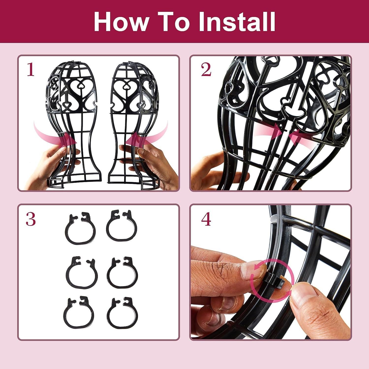 Soporte para Peluca MoyRetty 2 Piezas Plástico Negro 30x17x10cm