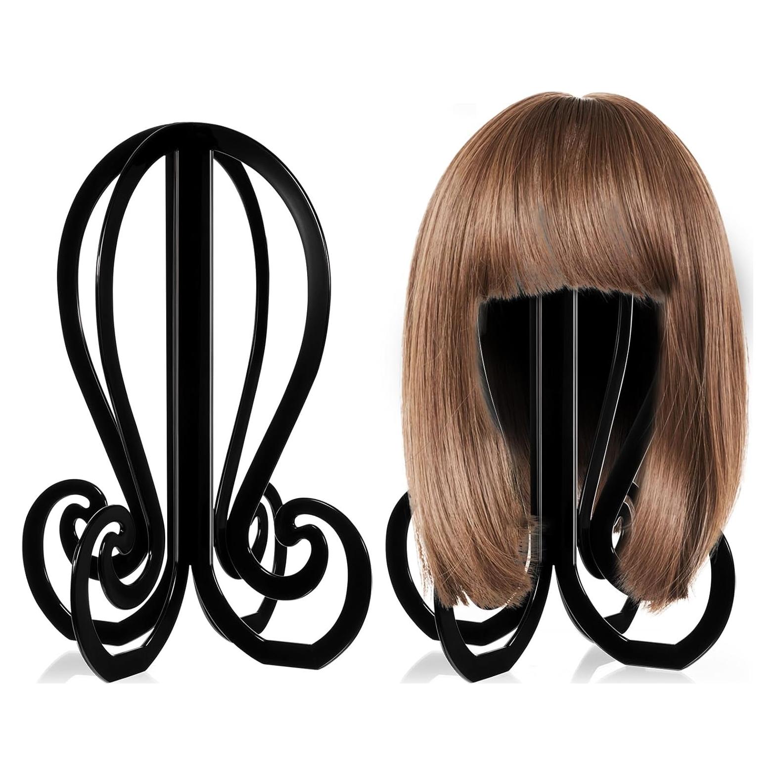 Soporte para Pelucas Grevosea Negro 36 cm Portátil y Duradero