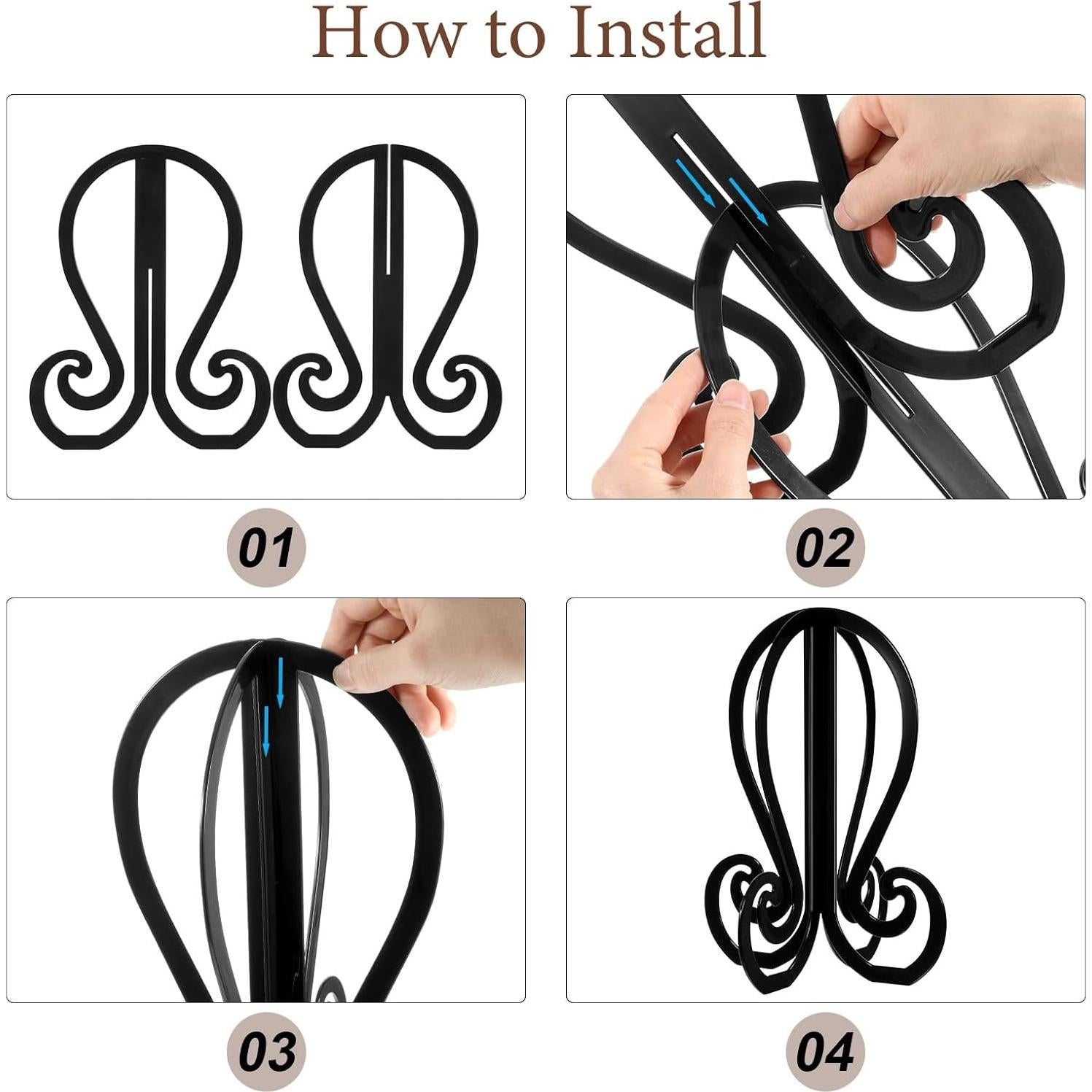 Soporte para Pelucas Grevosea Negro 36 cm Portátil y Duradero