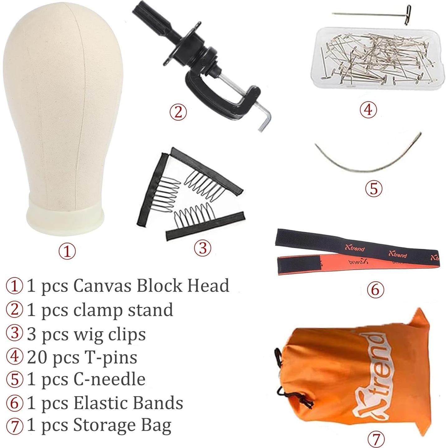 Cabeza de Maniquí de Lona XTREND 56 cm con Soporte para Peluca