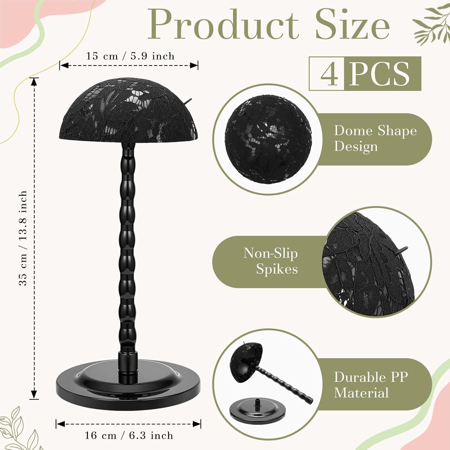 Soporte para Pelucas Geelin - 4 Piezas Antideslizantes 35.1 cm Negro