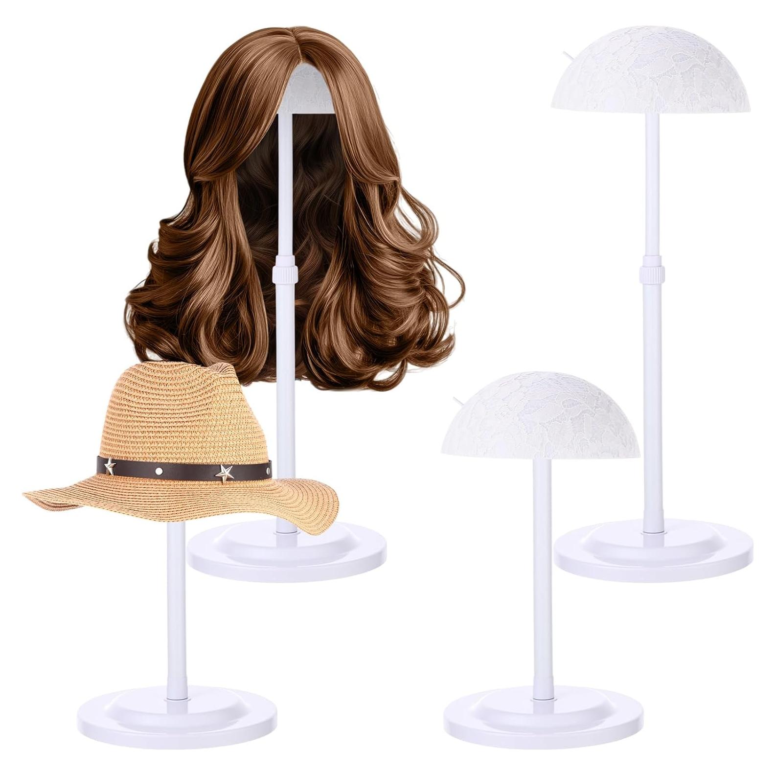 Soporte para Pelucas Geelin 4 Piezas Altura Ajustable Blanco