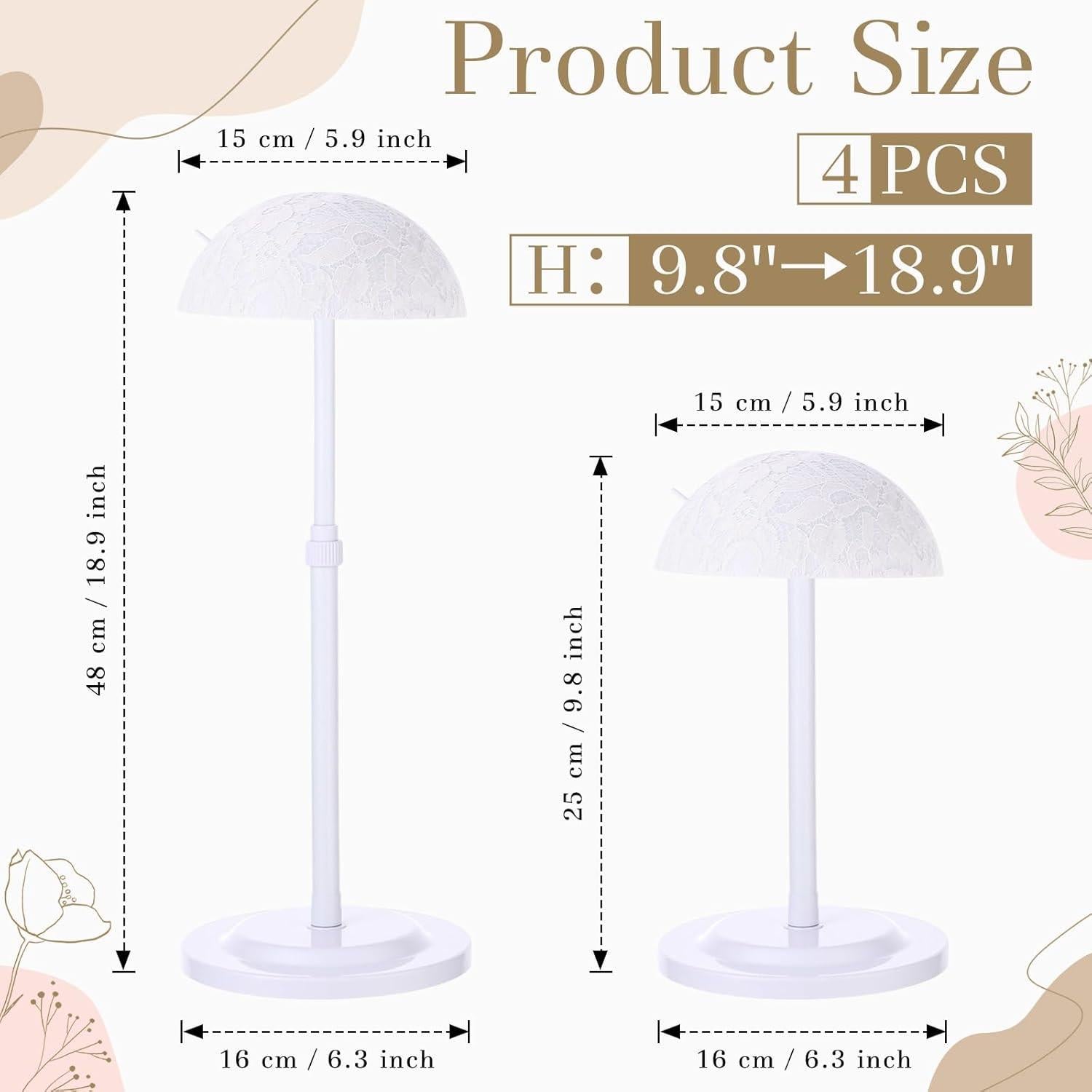 Soporte para Pelucas Geelin 4 Piezas Altura Ajustable Blanco