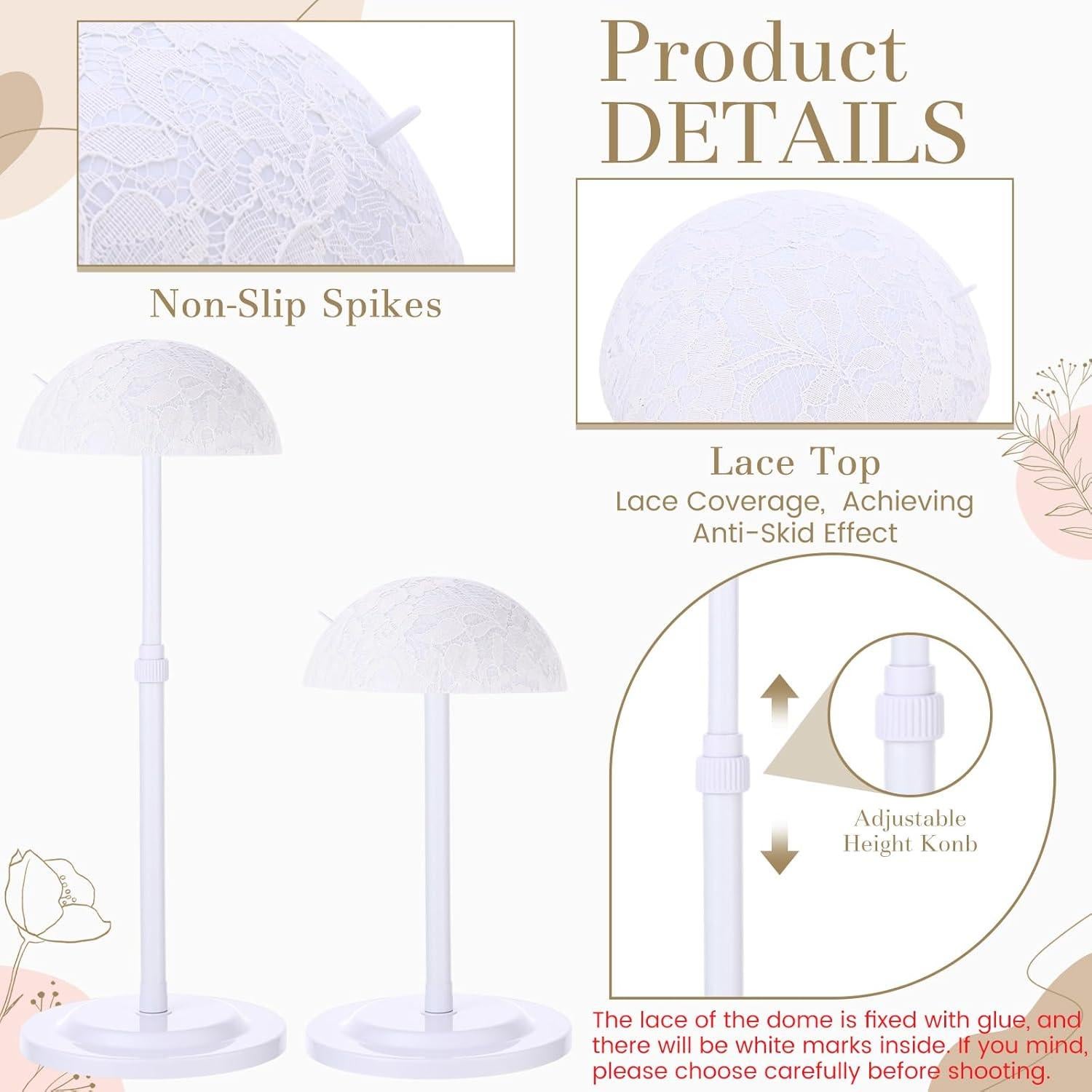 Soporte para Pelucas Geelin 4 Piezas Altura Ajustable Blanco