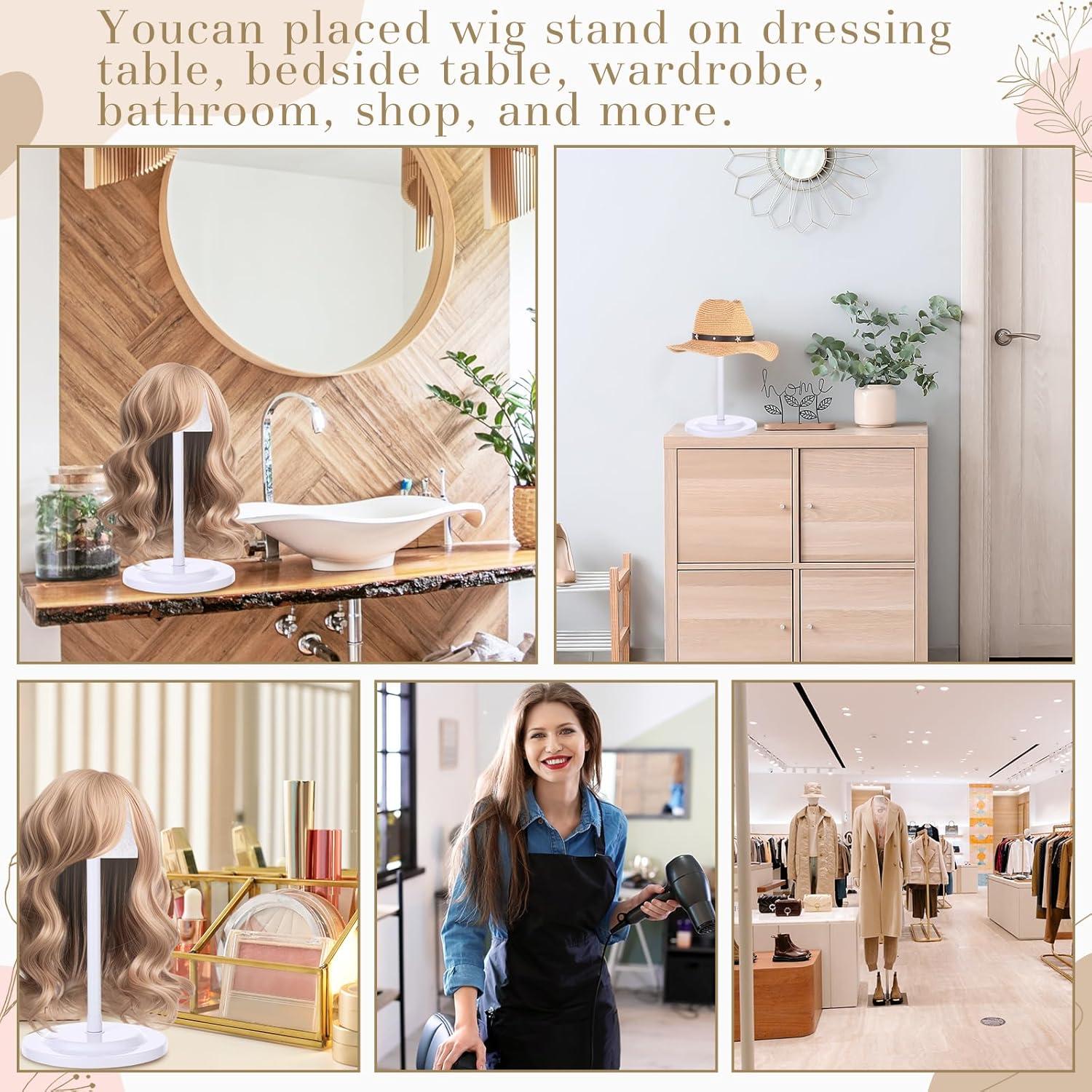 Soporte para Pelucas Geelin 4 Piezas Altura Ajustable Blanco