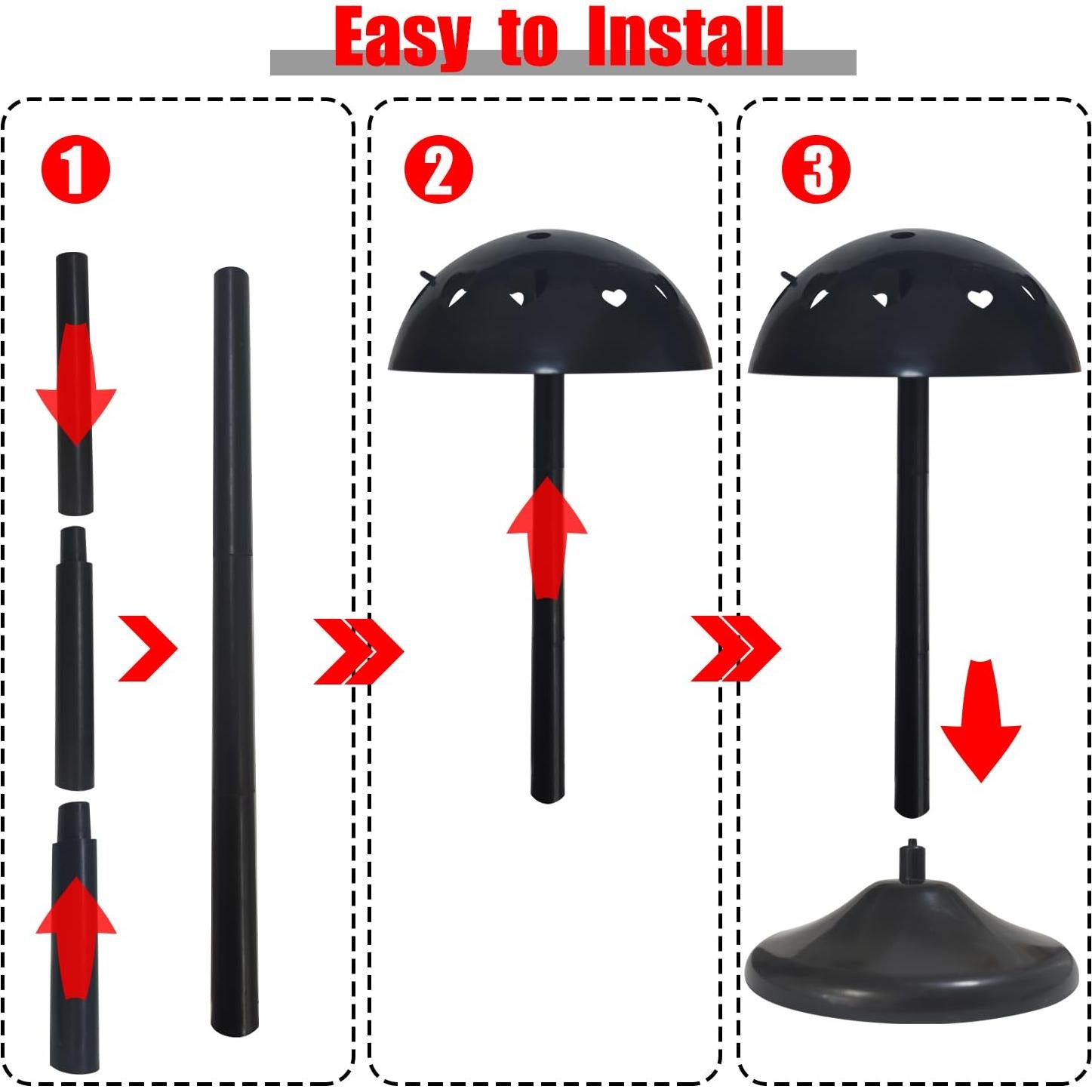 Soporte para Pelucas Portátil Desmontable Antideslizante Negro 33cm