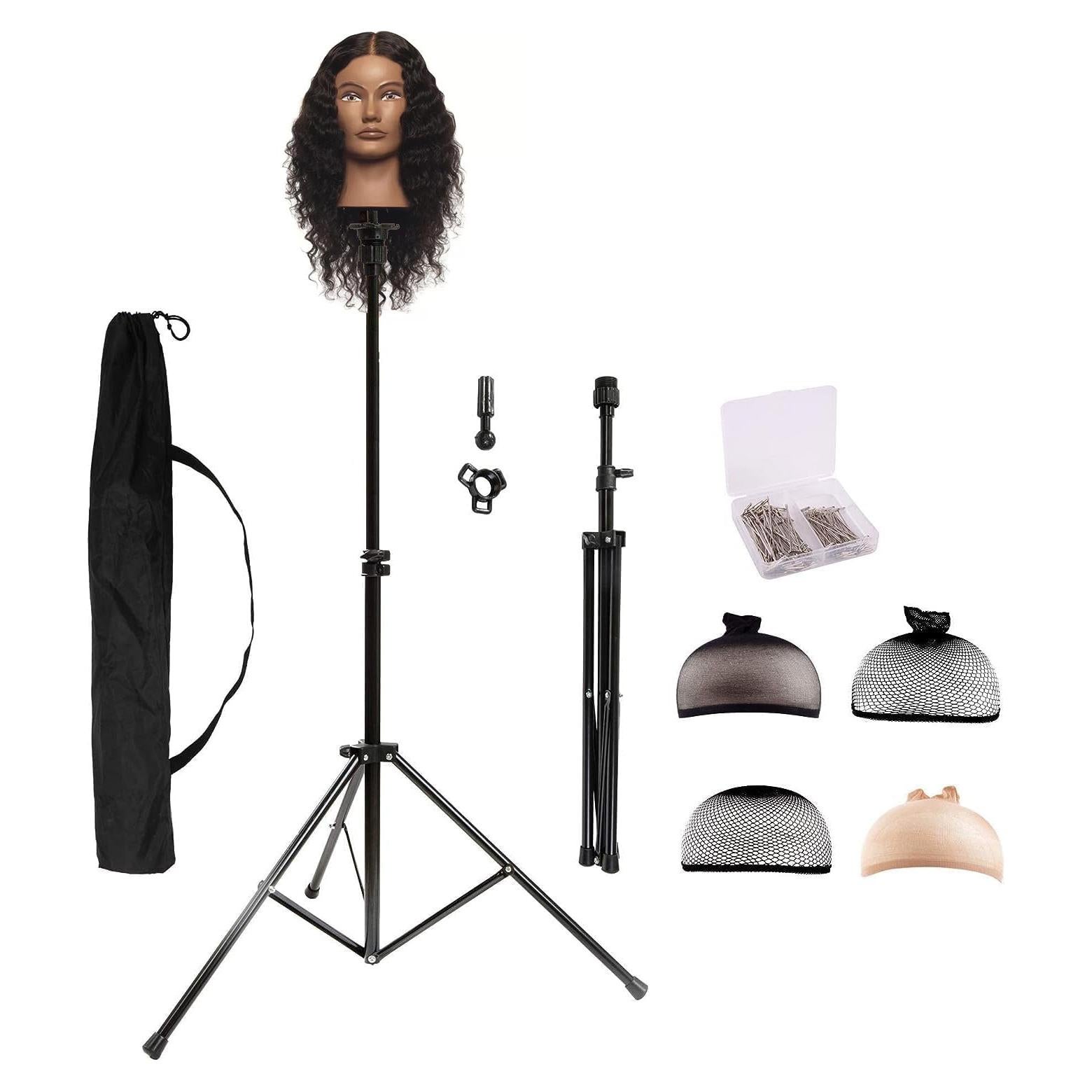 Soporte de Tripode para Cabeza de Peluca HYOUJIN Ajustable 90-133 cm Negro