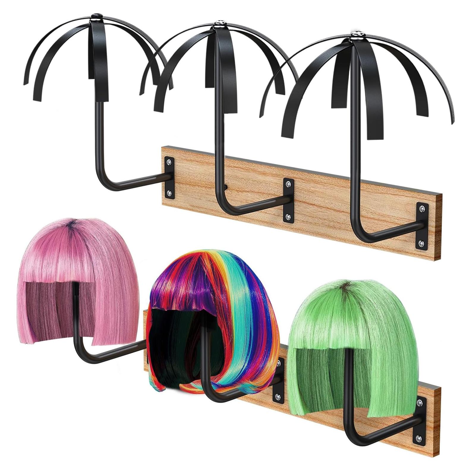 Soporte de Peluca Colgante Yingsi-fty para 6 Pelucas Negro