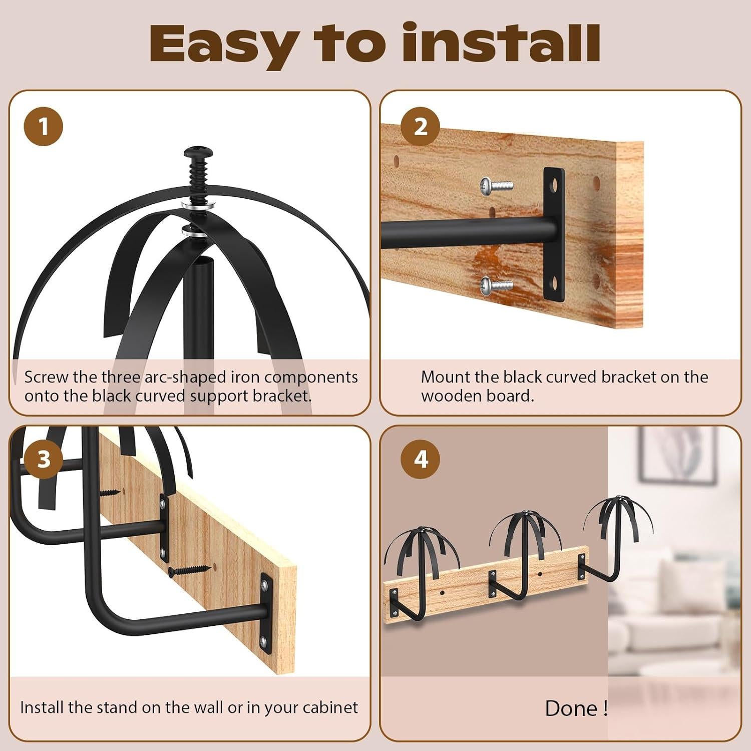 Soporte de Peluca Colgante Yingsi-fty para 6 Pelucas Negro