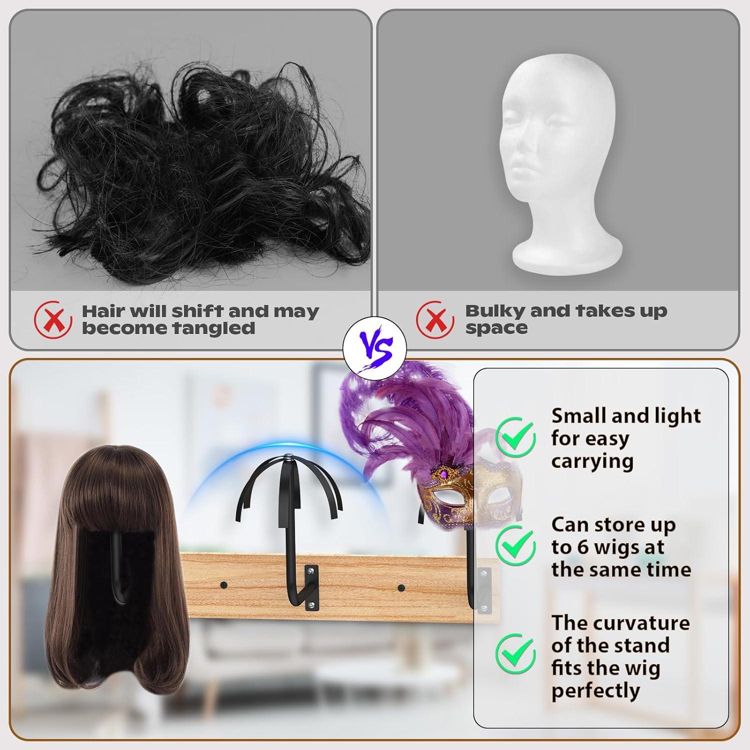 Soporte de Peluca Colgante Yingsi-fty para 6 Pelucas Negro