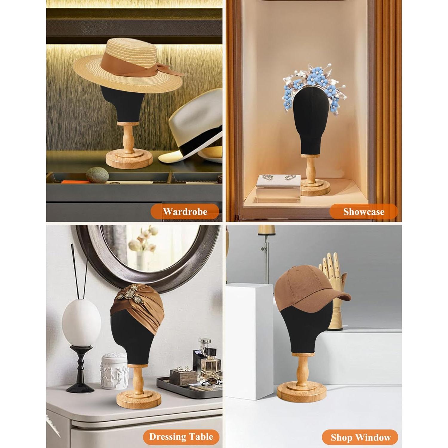 Soporte para Cabeza de Peluca CHADWICK 54 cm Lienzo y Madera