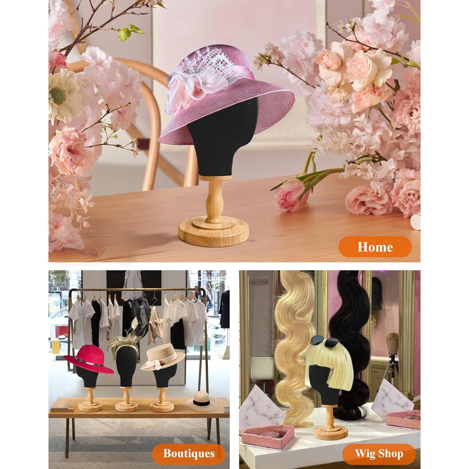 Soporte para Cabeza de Peluca CHADWICK 54 cm Lienzo y Madera