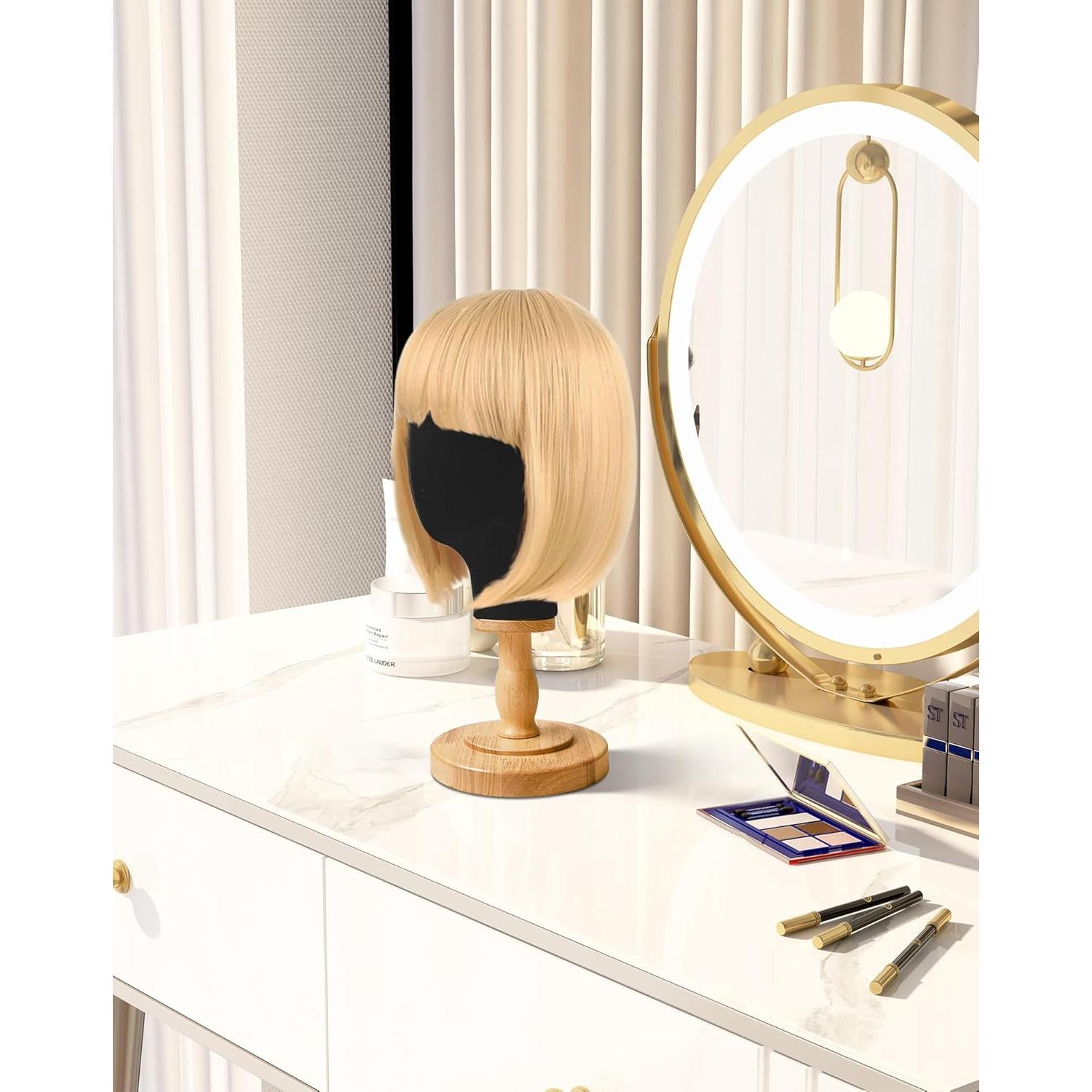 Soporte para Cabeza de Peluca CHADWICK 54 cm Lienzo y Madera