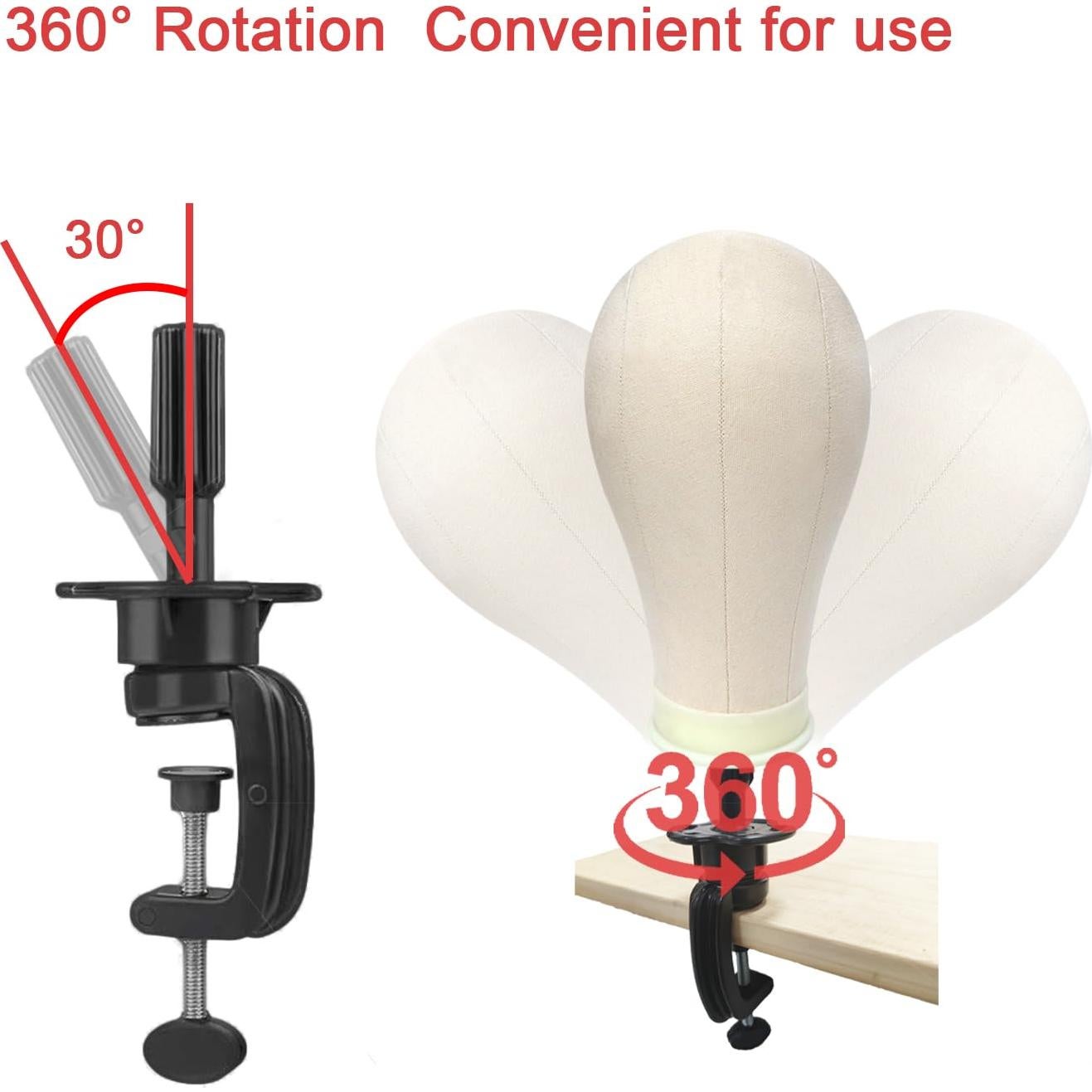Soporte para Cabeza de Maniquí de Peluca MMlover 3 Piezas Negro