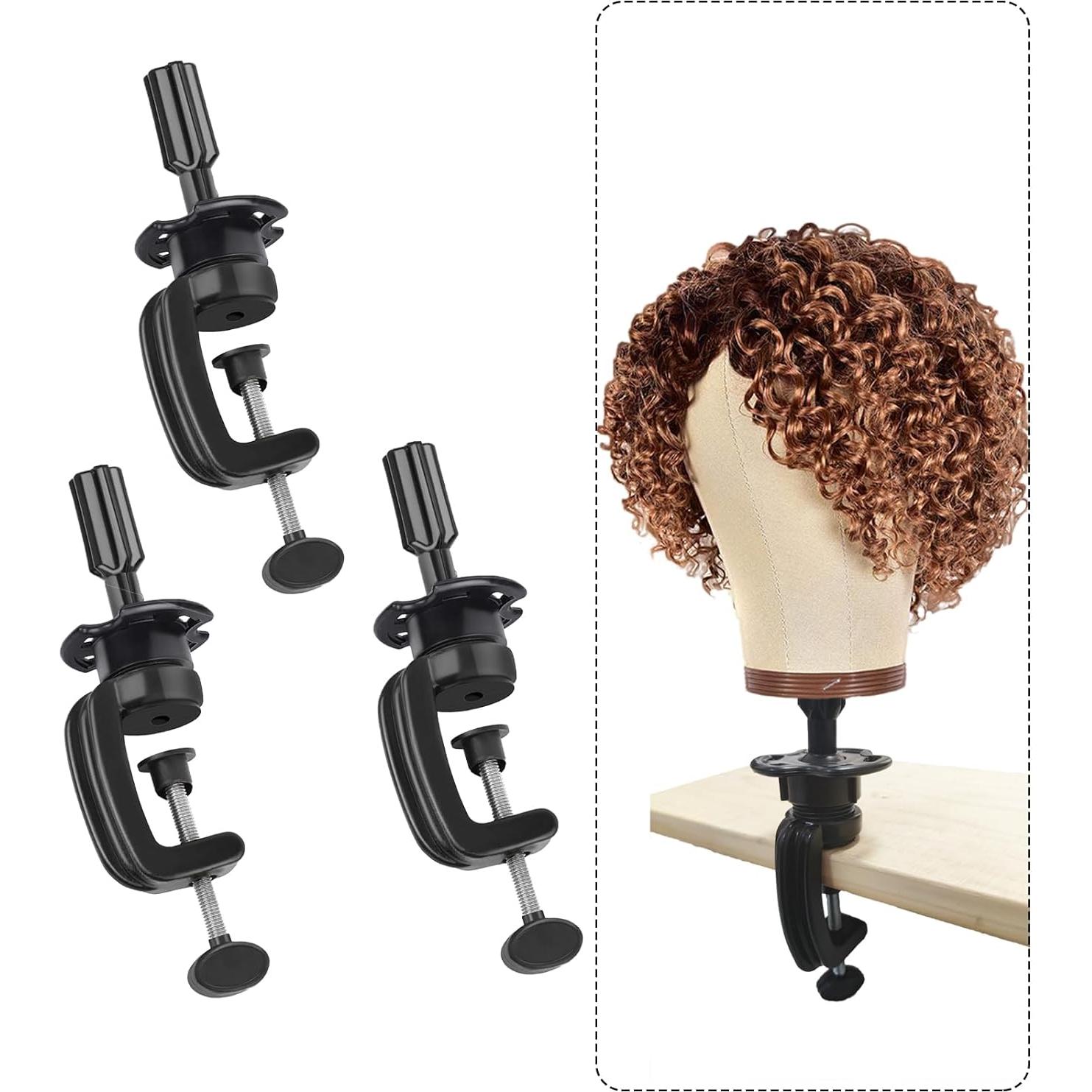 Soporte para Cabeza de Maniquí de Peluca MMlover 3 Piezas Negro