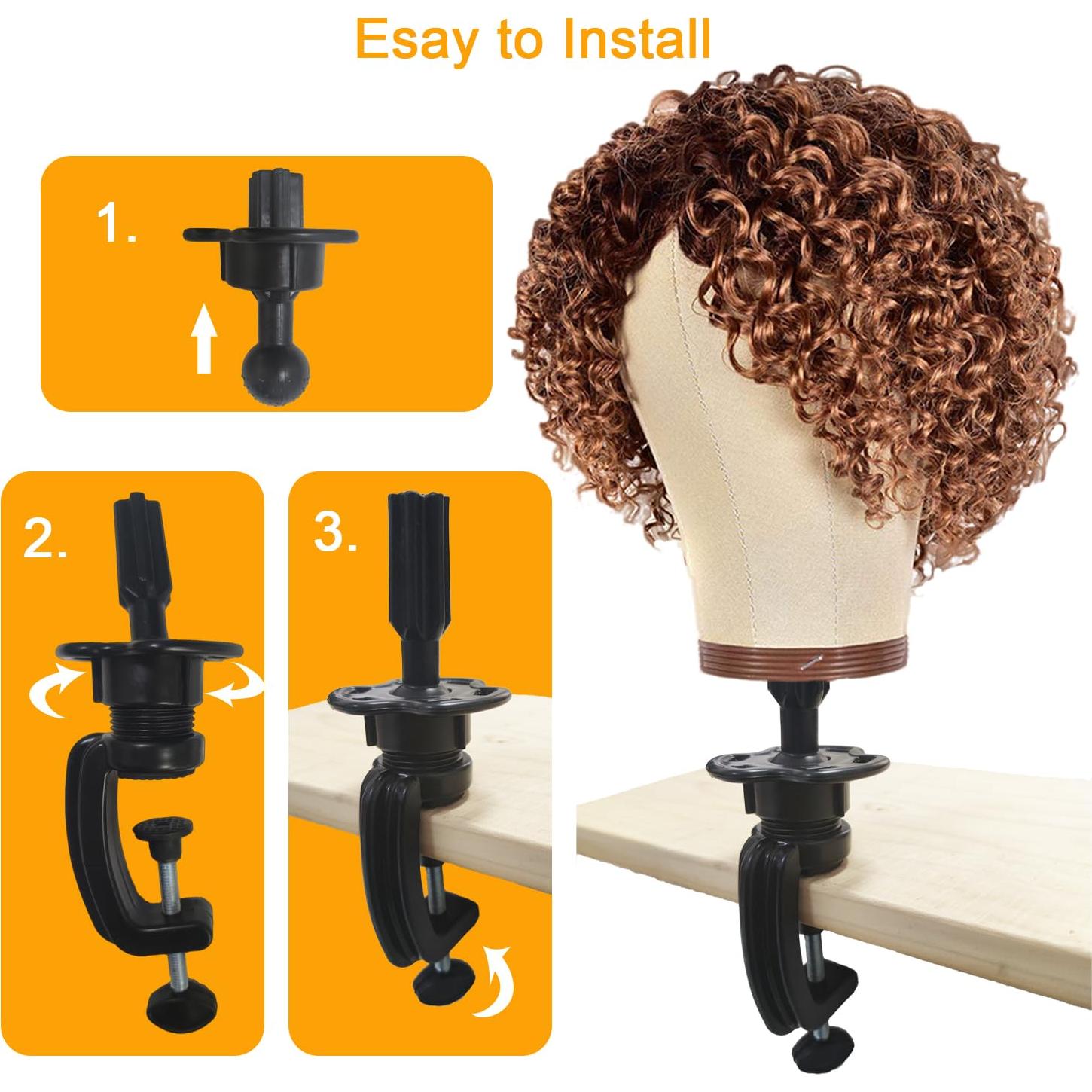 Soporte para Cabeza de Maniquí de Peluca MMlover 3 Piezas Negro