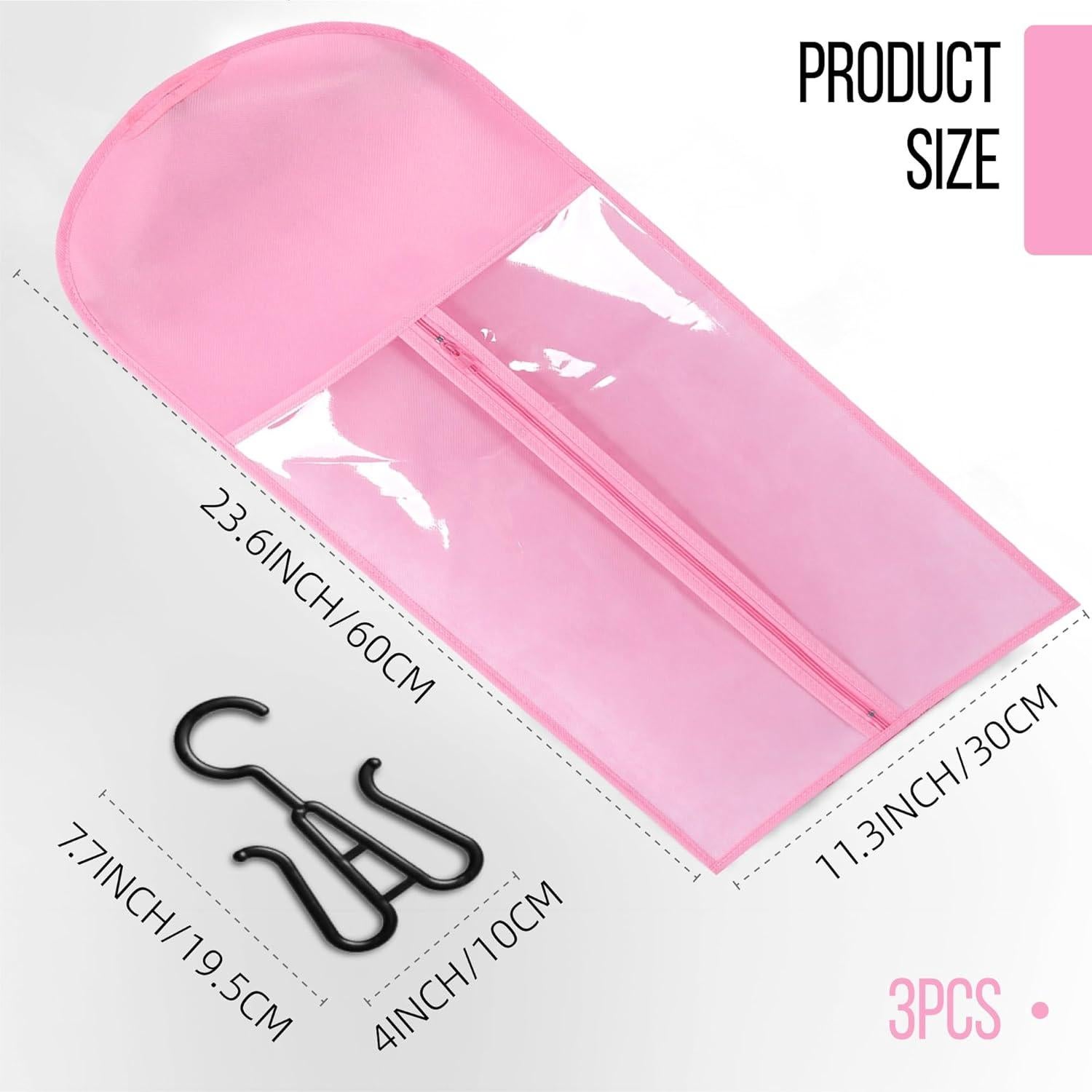 3PCS Bolsas de Almacenamiento para Pelucas AIHOPESTO Rosa