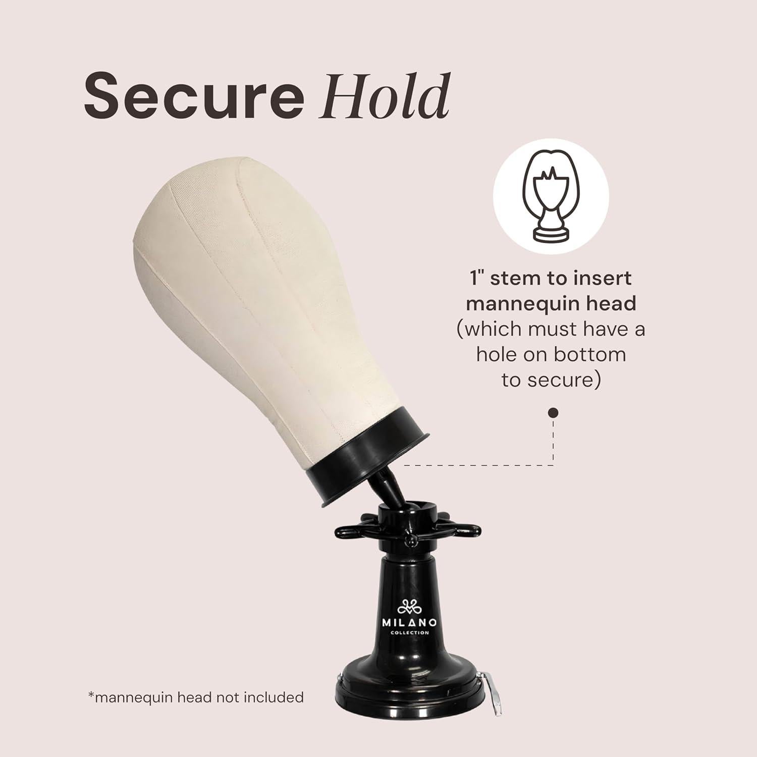 Soporte de Mesa de Succión Milano Collection para Pelucas - Negro