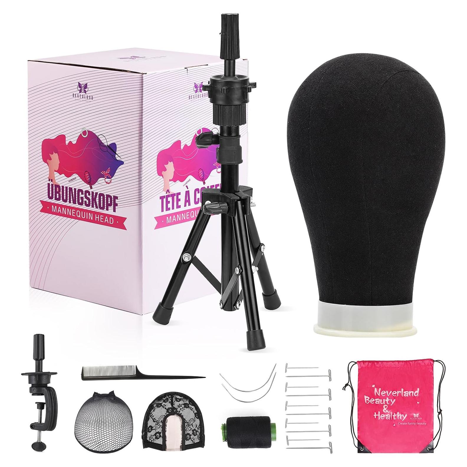 Cabeza de Peluca de Lona Neverland 58 cm con Soporte Tripode