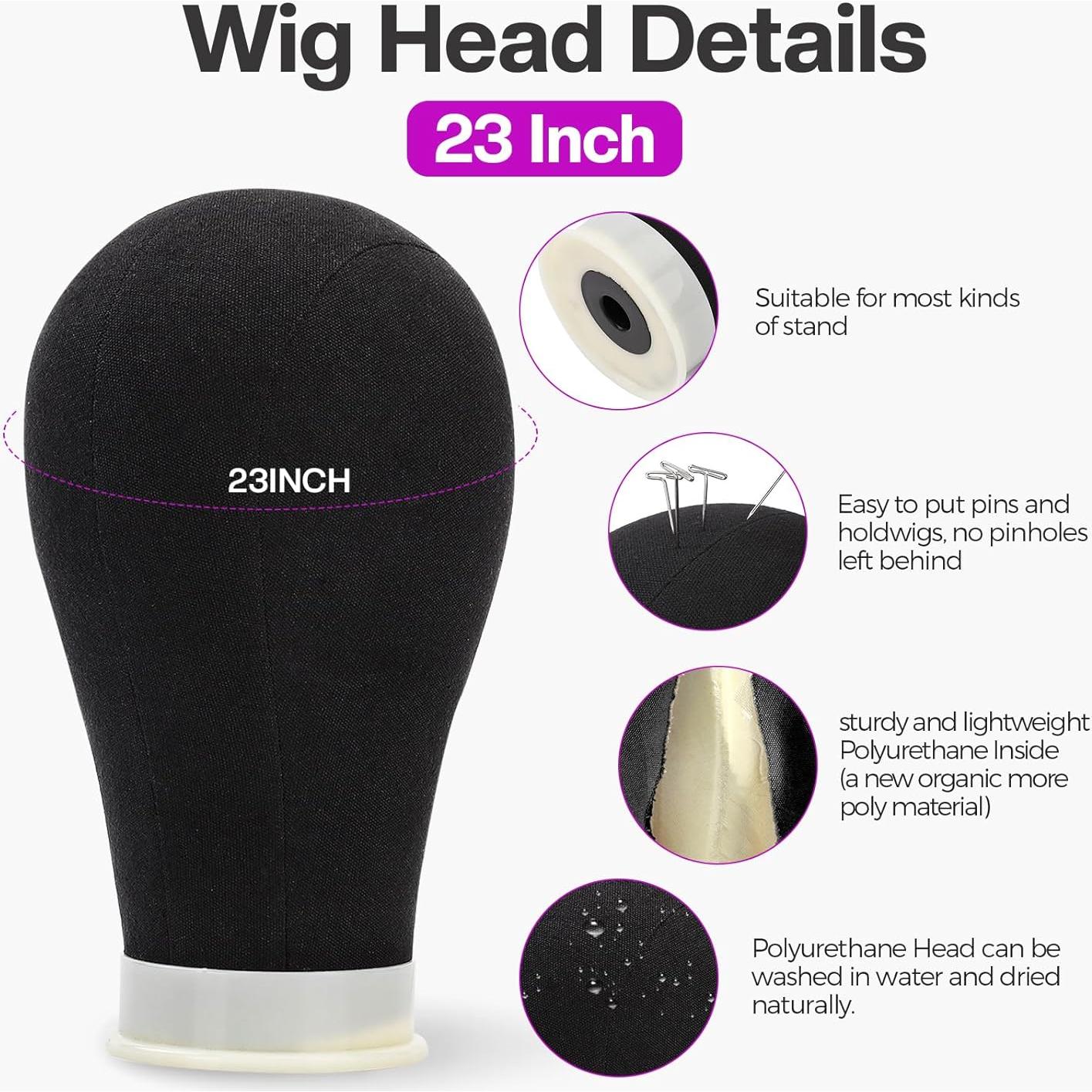 Cabeza de Peluca de Lona Neverland 58 cm con Soporte Tripode