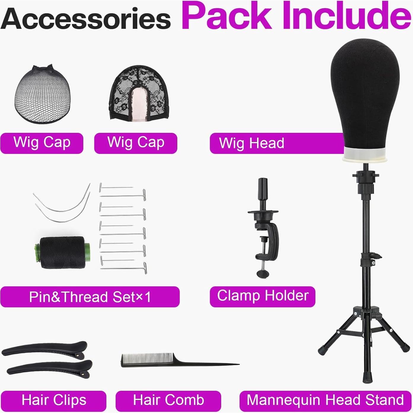 Cabeza de Peluca de Lona Neverland 58 cm con Soporte Tripode