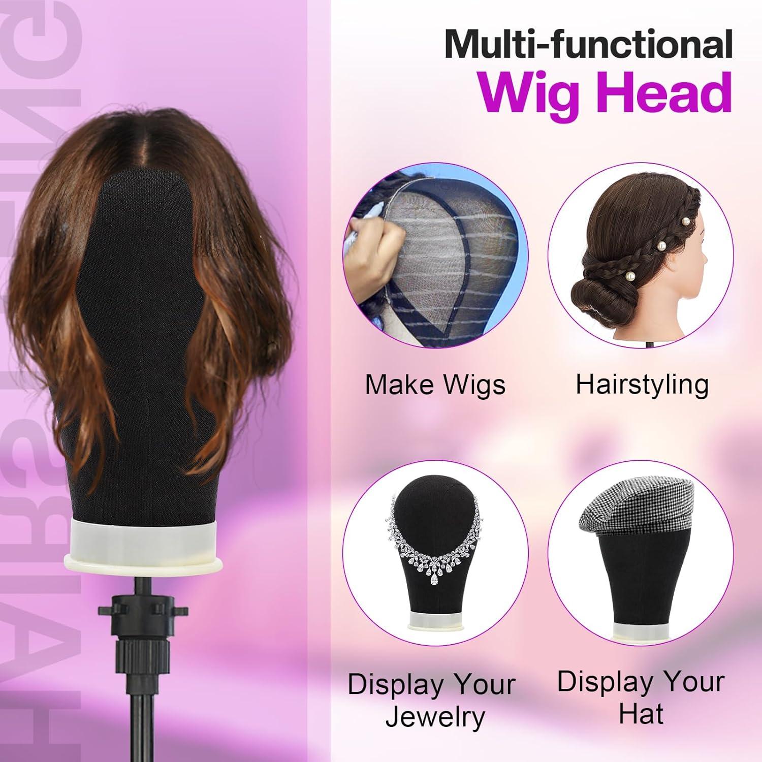 Cabeza de Peluca de Lona Neverland 58 cm con Soporte Tripode