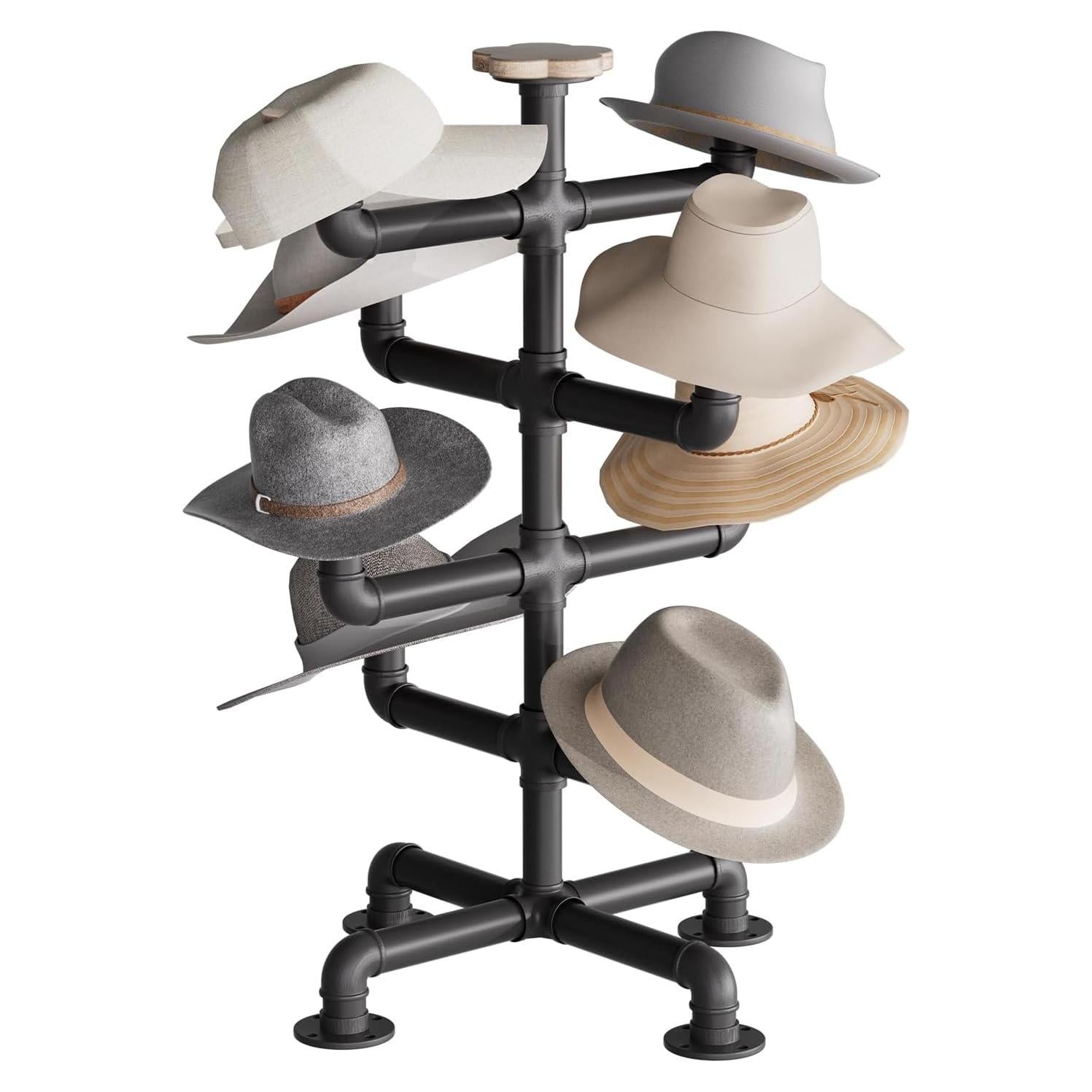 Soporte para Sombreros Industrial Bimiti 4 Niveles Metal y Madera