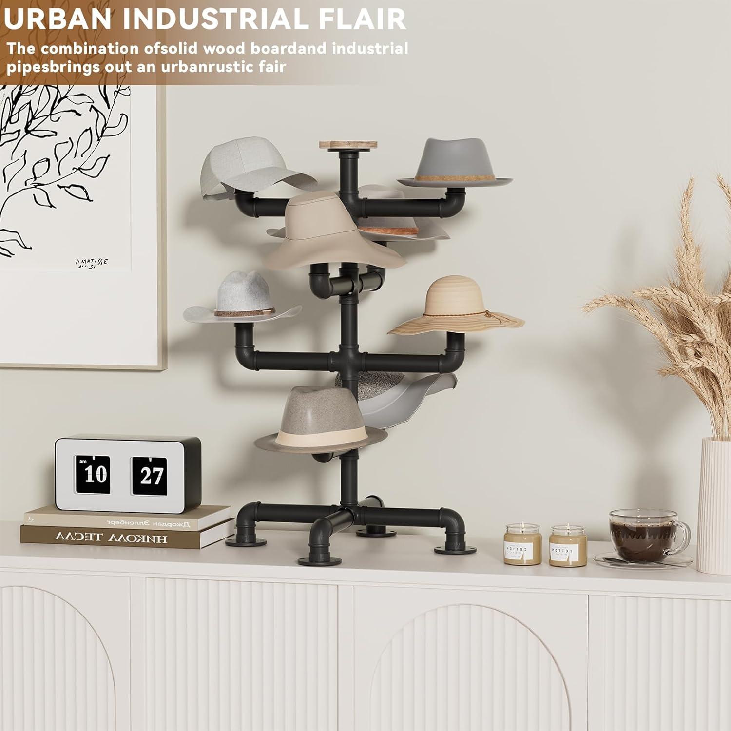 Soporte para Sombreros Industrial Bimiti 4 Niveles Metal y Madera