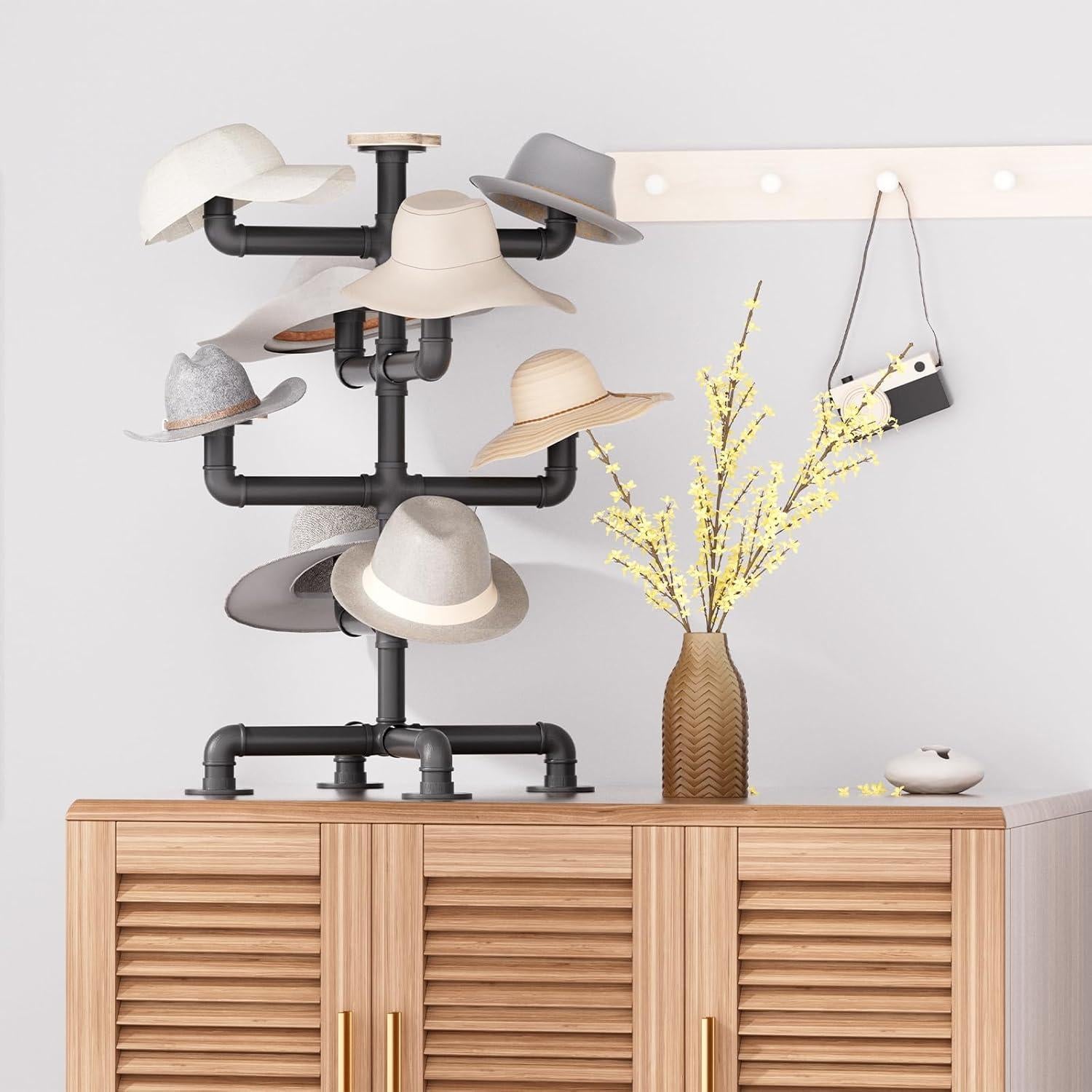 Soporte para Sombreros Industrial Bimiti 4 Niveles Metal y Madera