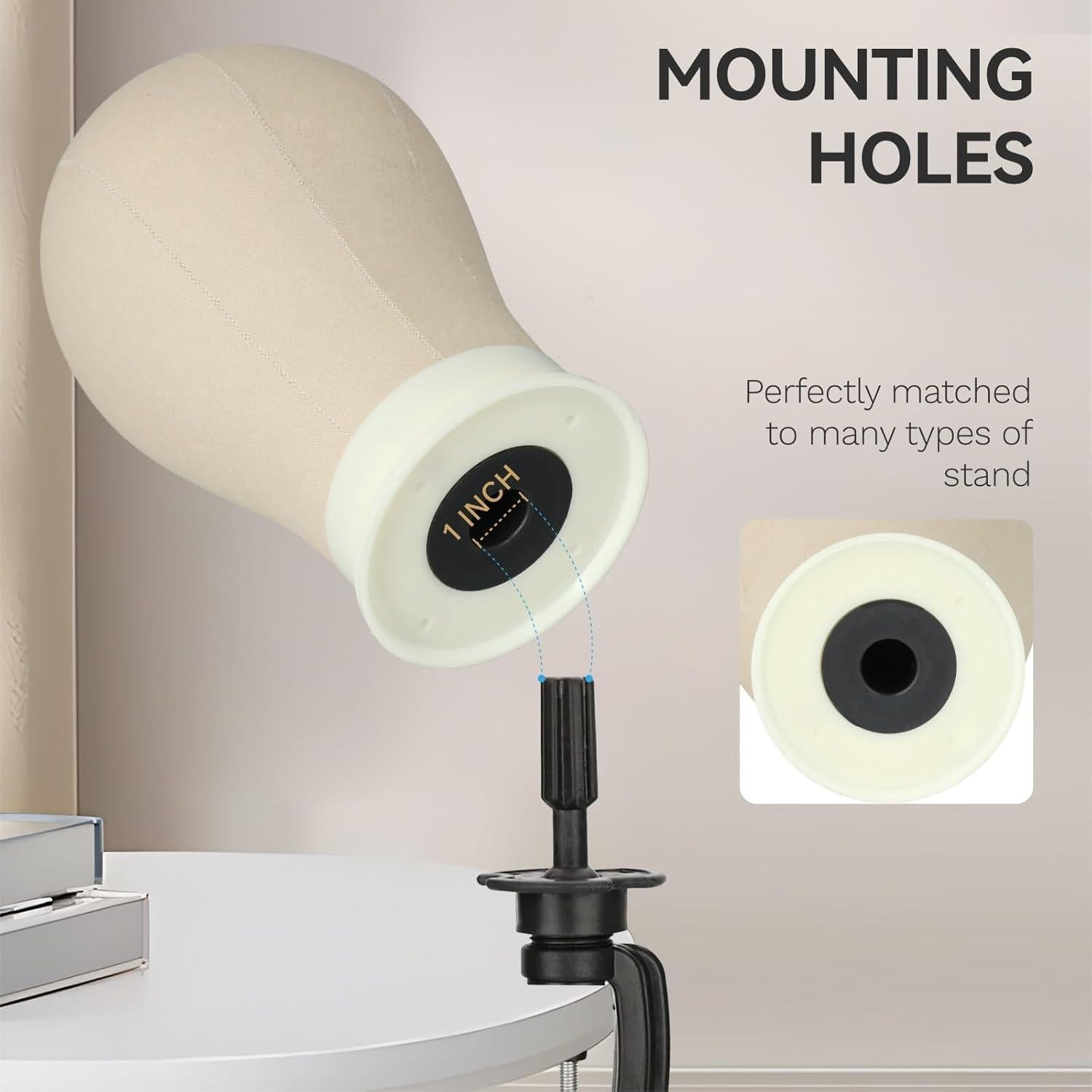 Cabeza de Peluca 55.88 cm Zhiqian Maniquí Lienzo con Agujero