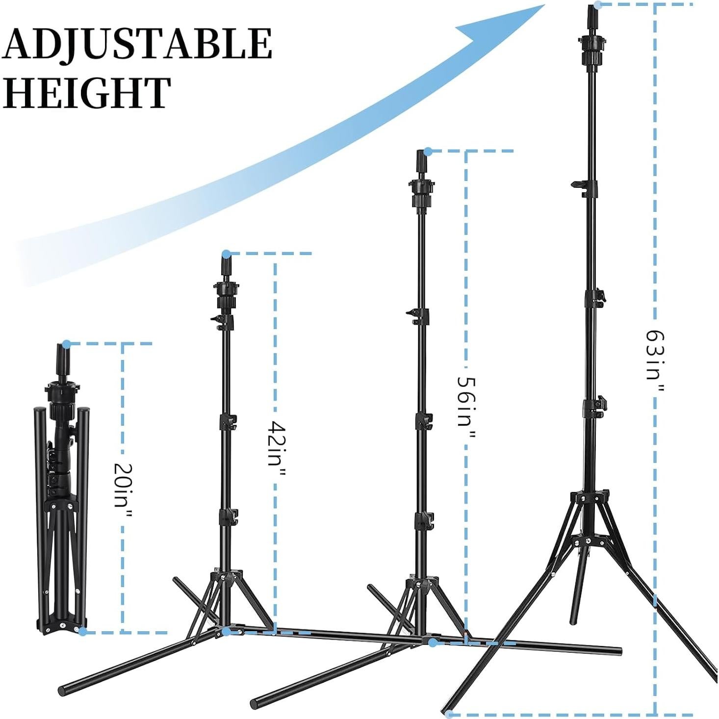 Soporte de Peluca con Trípode 1.6M y Cabeza de Lienzo 58cm