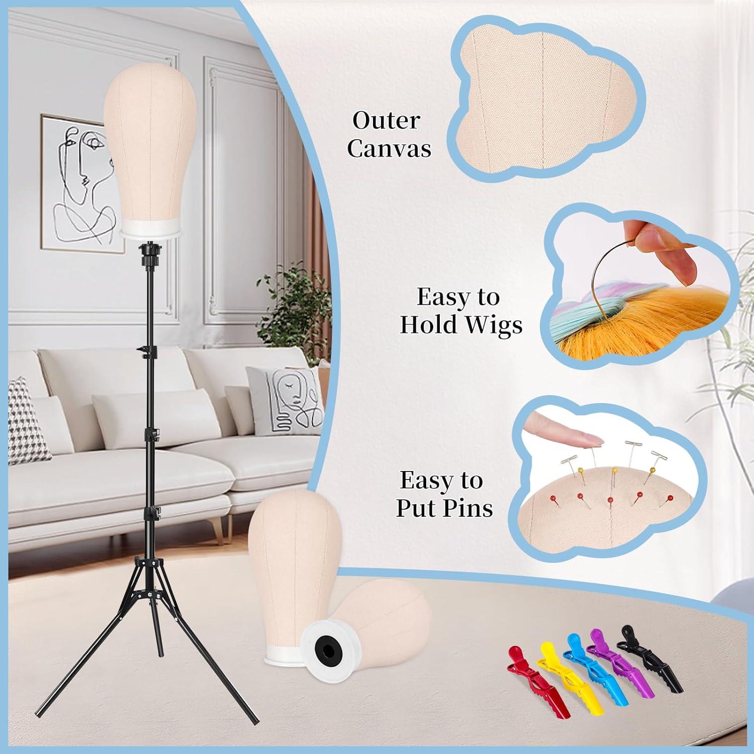 Soporte de Peluca con Trípode 1.6M y Cabeza de Lienzo 58cm