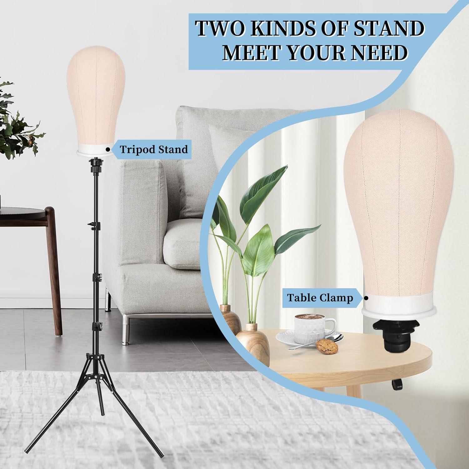 Soporte de Peluca con Trípode 1.6M y Cabeza de Lienzo 58cm