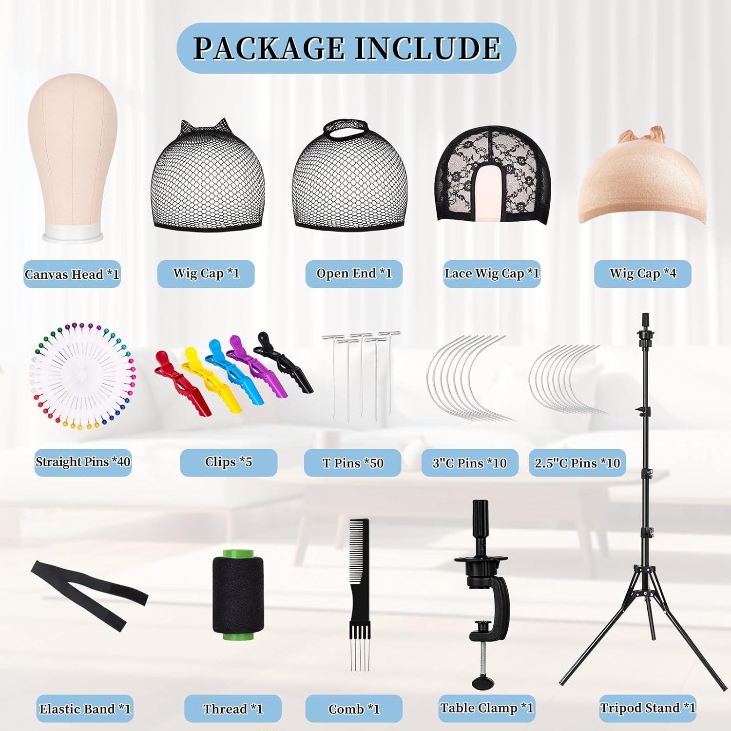 Soporte de Peluca con Trípode 1.6M y Cabeza de Lienzo 58cm