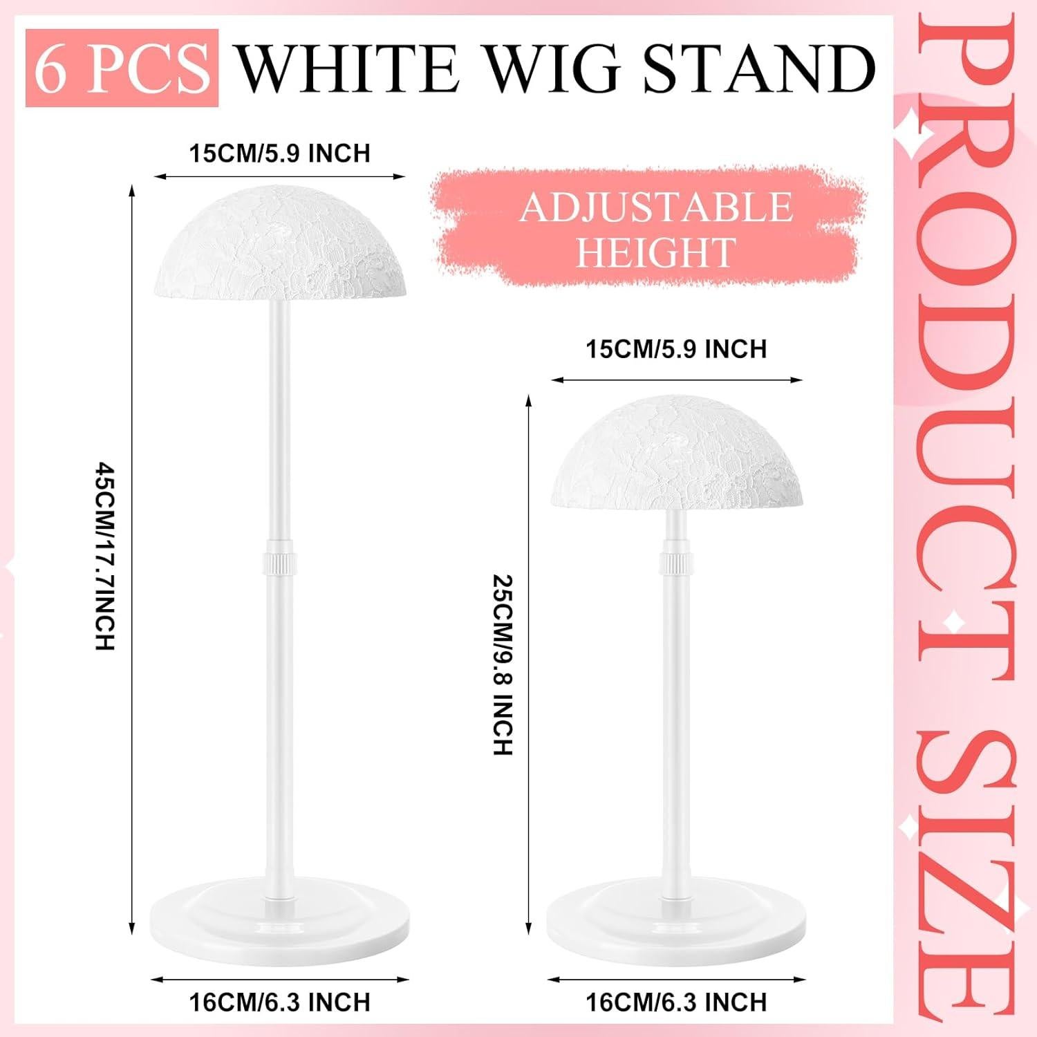 Soporte de Peluca Ajustable Tatuo 6 Pcs Antideslizante 25-45 cm