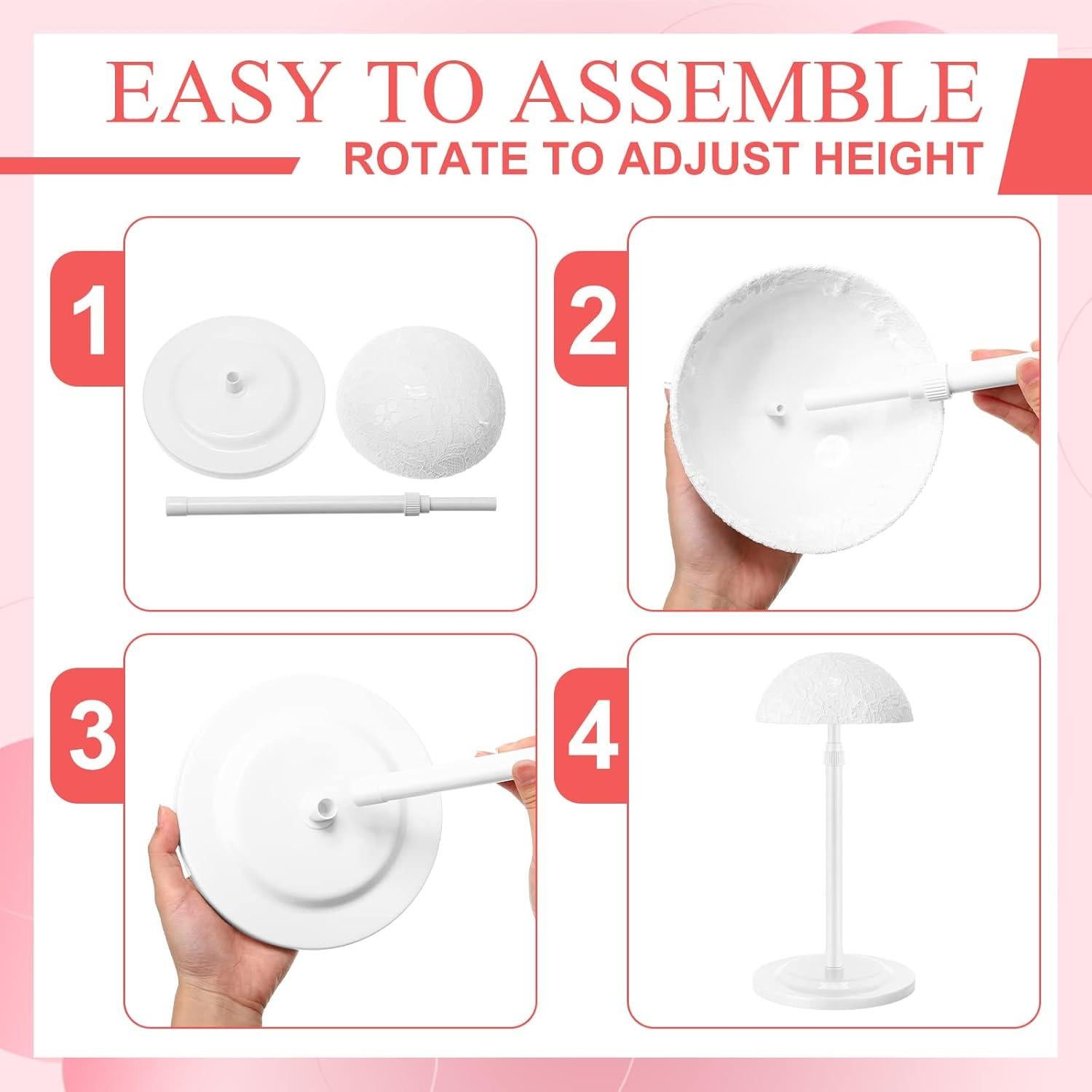 Soporte de Peluca Ajustable Tatuo 6 Pcs Antideslizante 25-45 cm