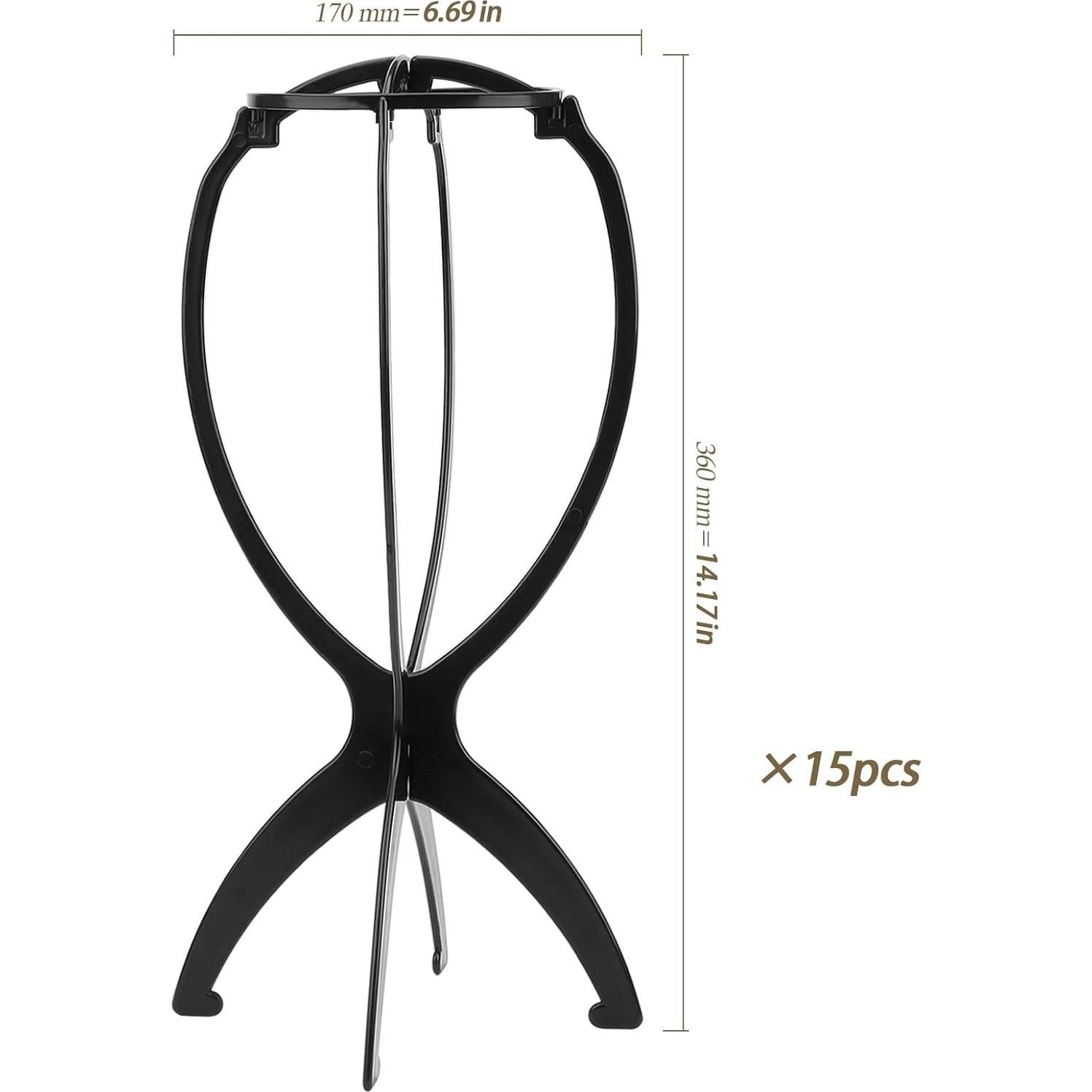 Paquete de 15 Soportes para Pelucas Plegables 35.5 cm