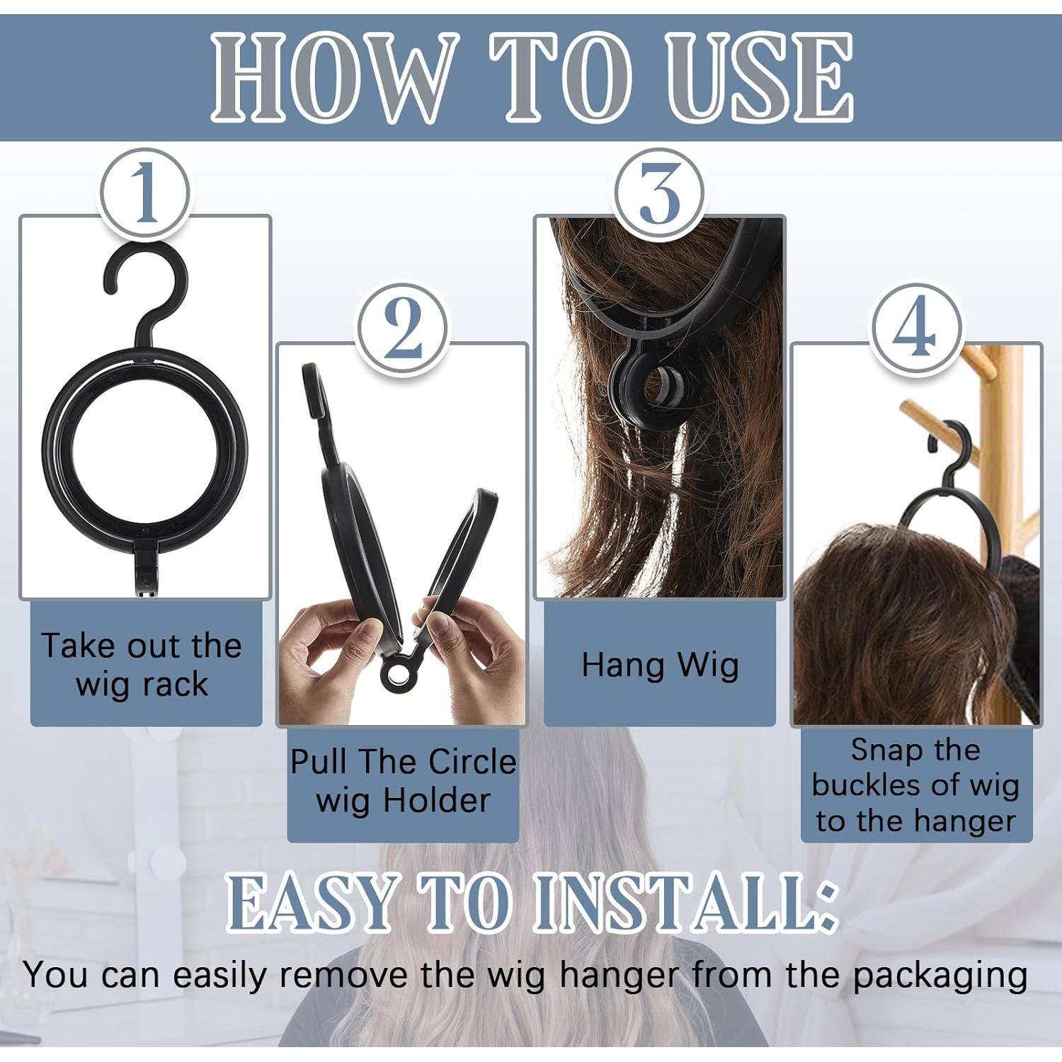 Soporte de Peluca Plegable Menkxi - 10 Pcs Negro 24x13.5 cm