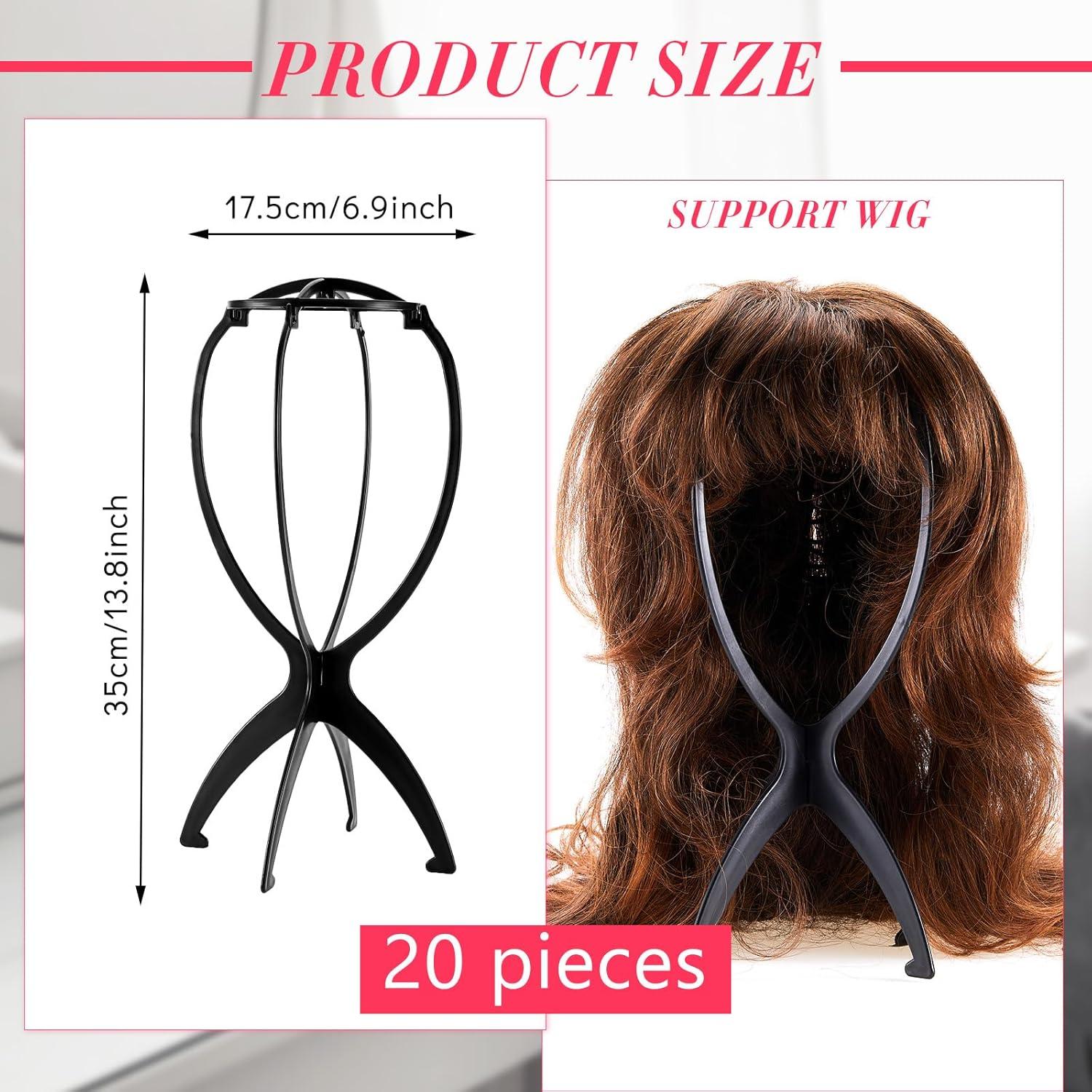 Soportes de Peluca Plegables Juexica 20 Pcs 35 cm Negro