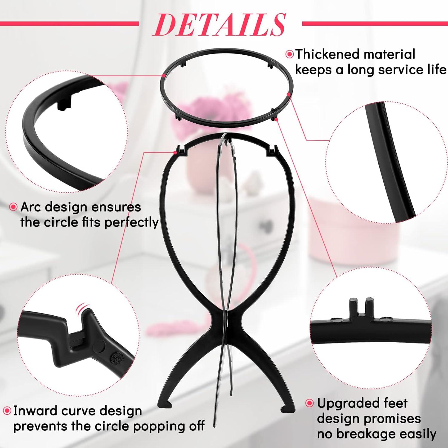 Soportes de Peluca Plegables Juexica 20 Pcs 35 cm Negro