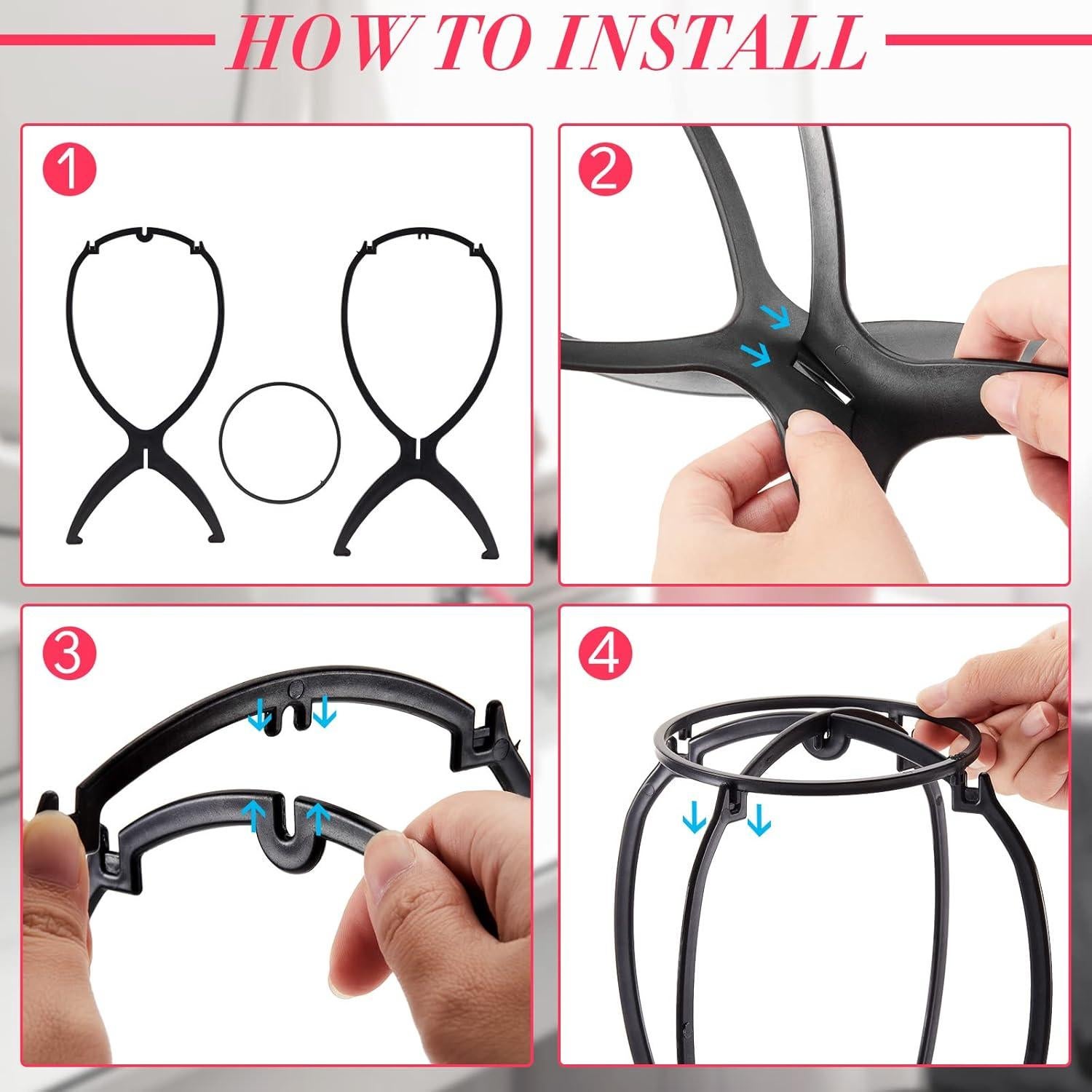 Soportes de Peluca Plegables Juexica 20 Pcs 35 cm Negro