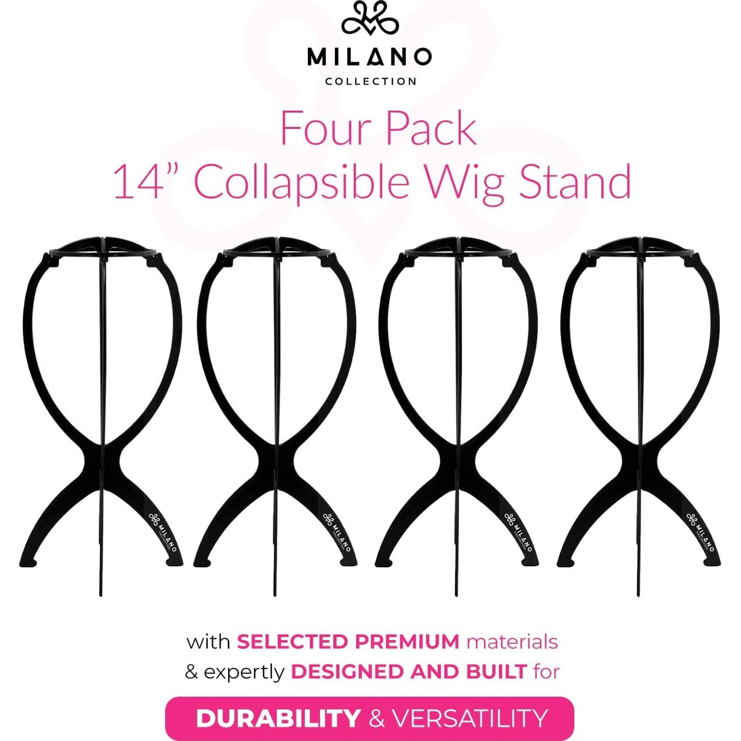 Soporte Plegable para Pelucas Milano - Paquete de 4 Unidades