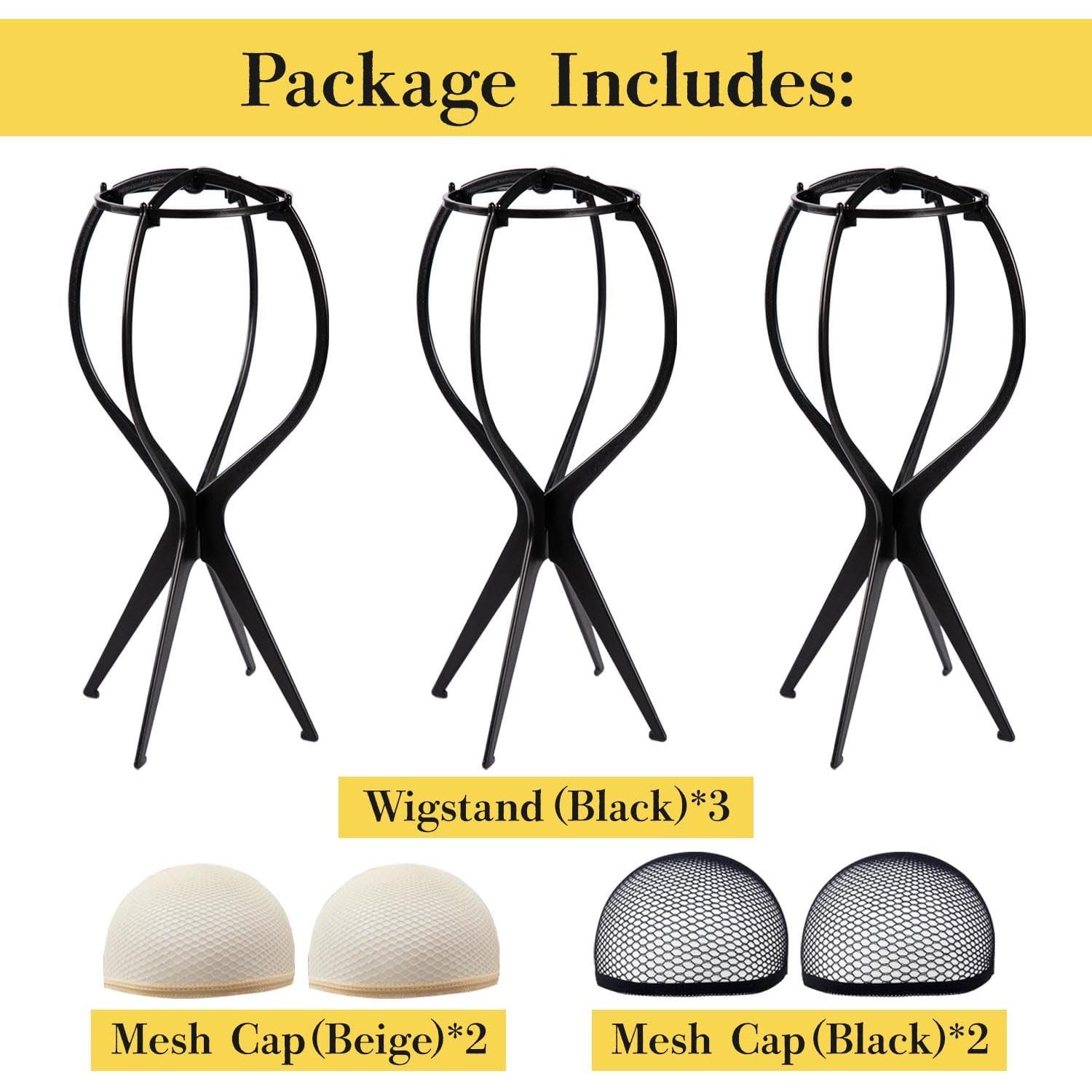 Soportes para Pelucas CLASSE, 3 Paquetes con 4 Redes, 33.8 cm