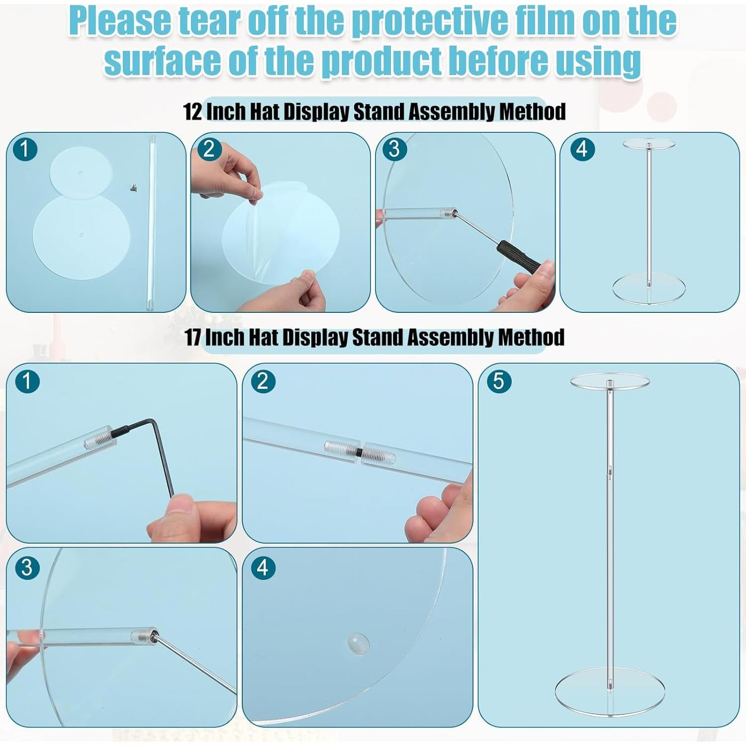 Soporte de Sombrero Acrílico Geetery Ajustable 30-43 cm - 4 Pcs