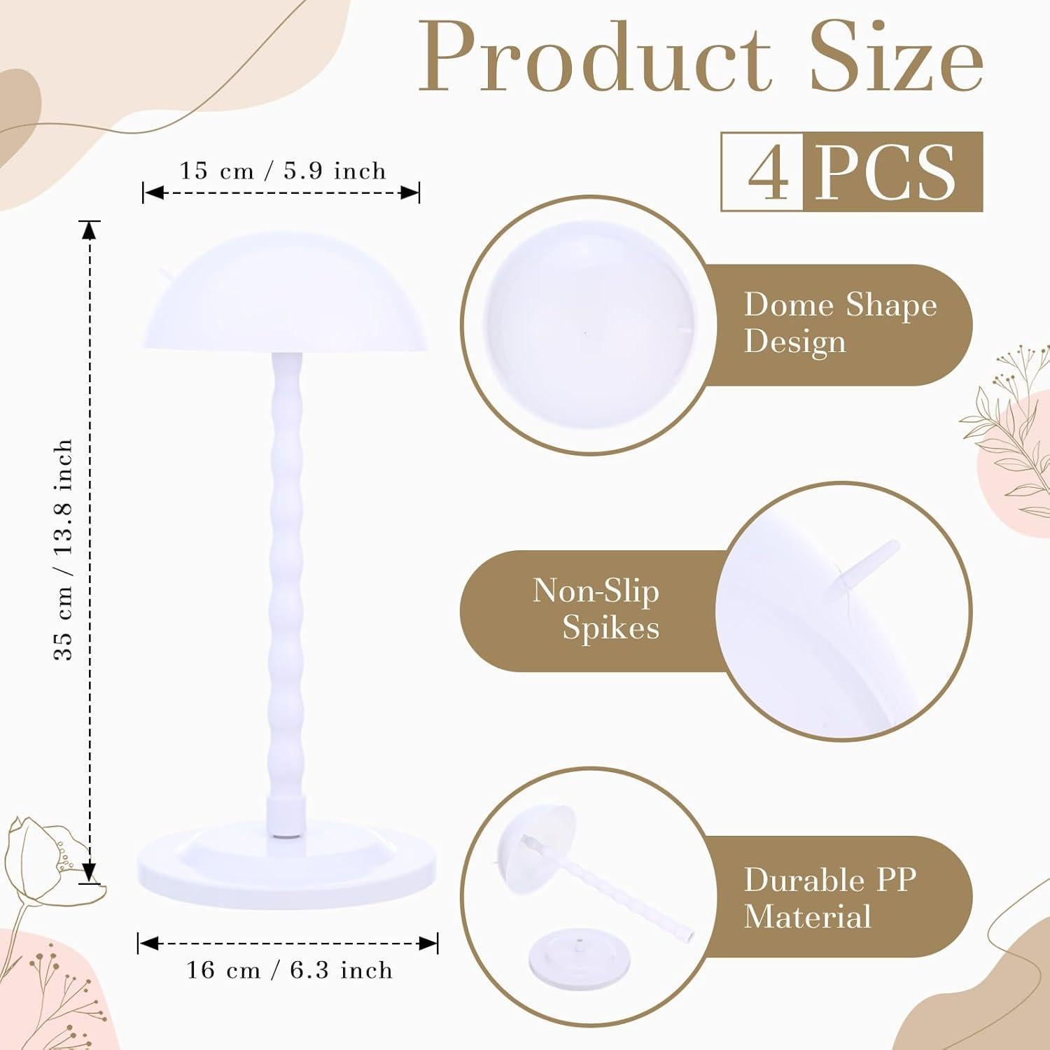 Soporte para Peluca Geelin 4 Pcs Blanco 35 cm Antideslizante