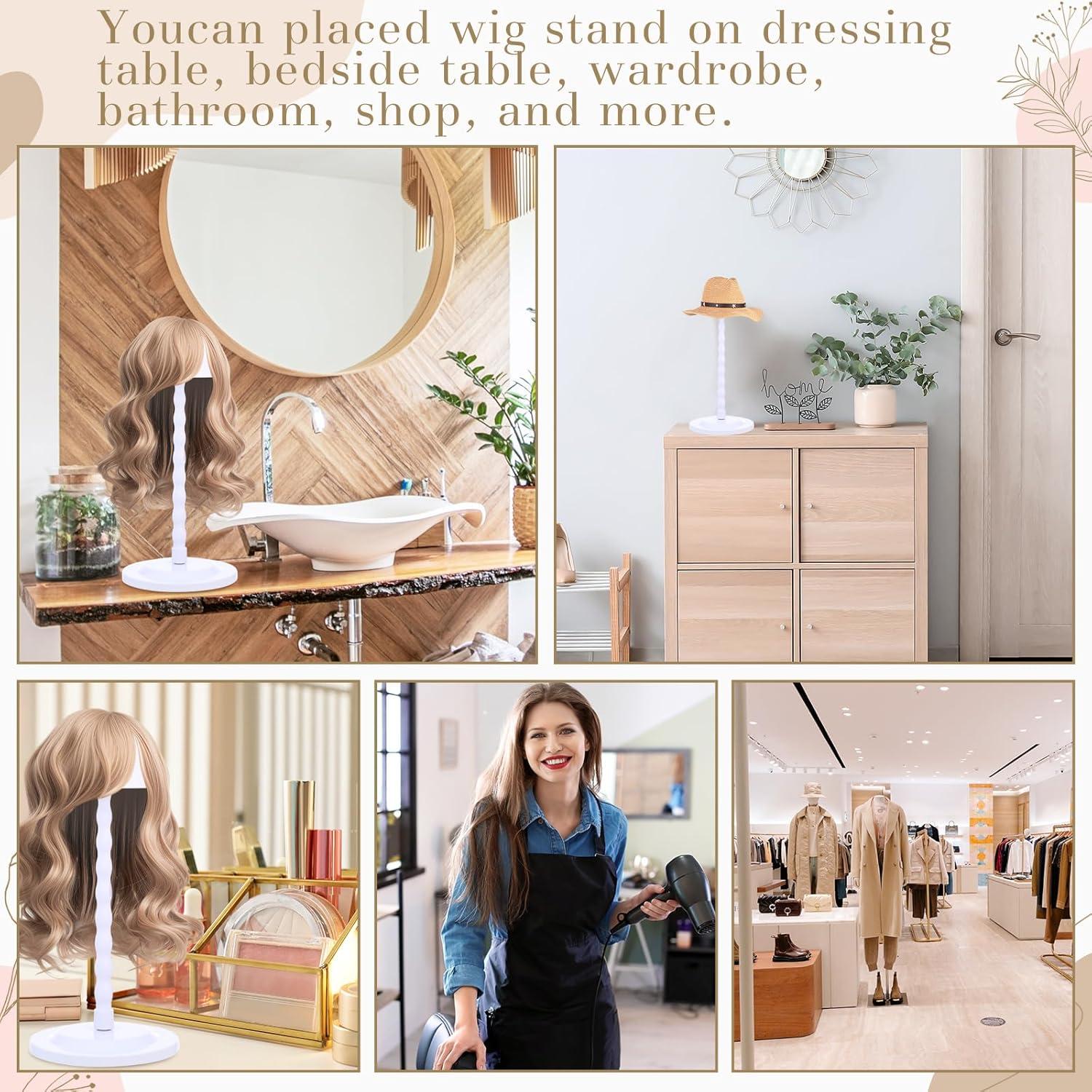 Soporte para Peluca Geelin 4 Pcs Blanco 35 cm Antideslizante