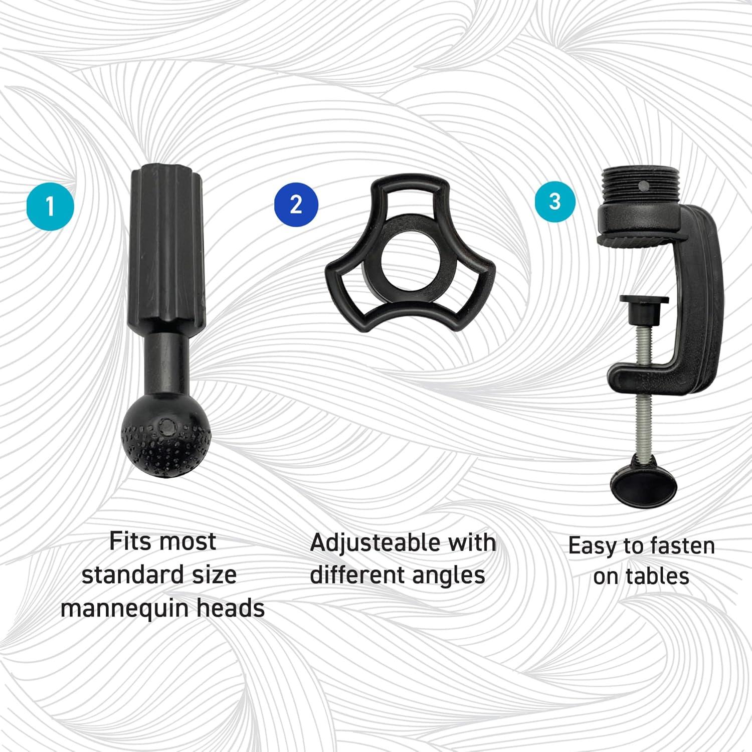 Soporte de Cabeza de Maniquí DONNA con Abrazadera Negro