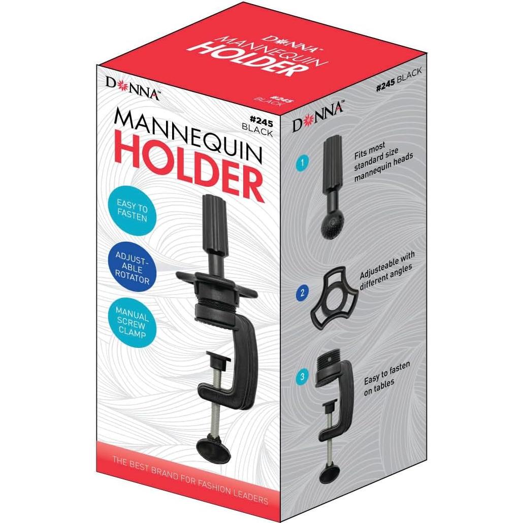 Soporte de Cabeza de Maniquí DONNA con Abrazadera Negro