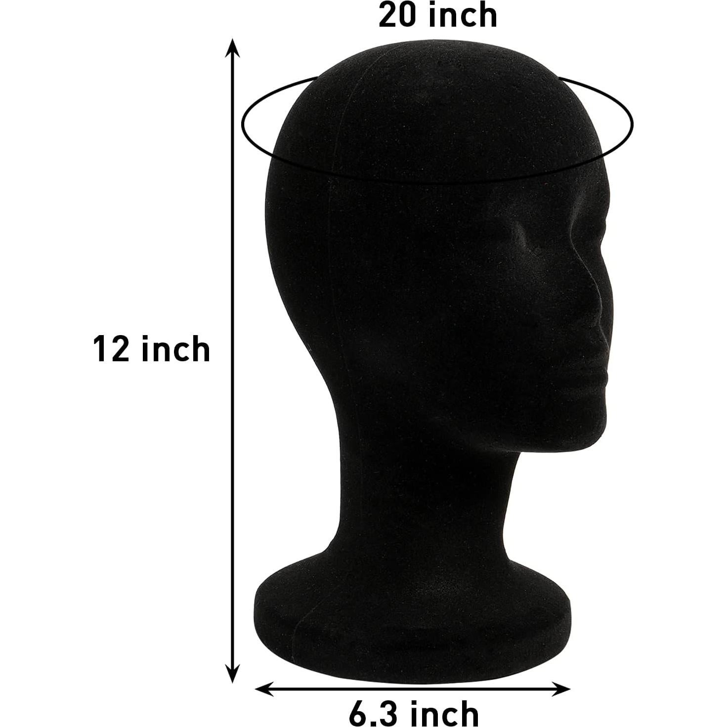 Cabeza de Maniquí de Espuma Negra 30.4 cm 2 Piezas Foraineam